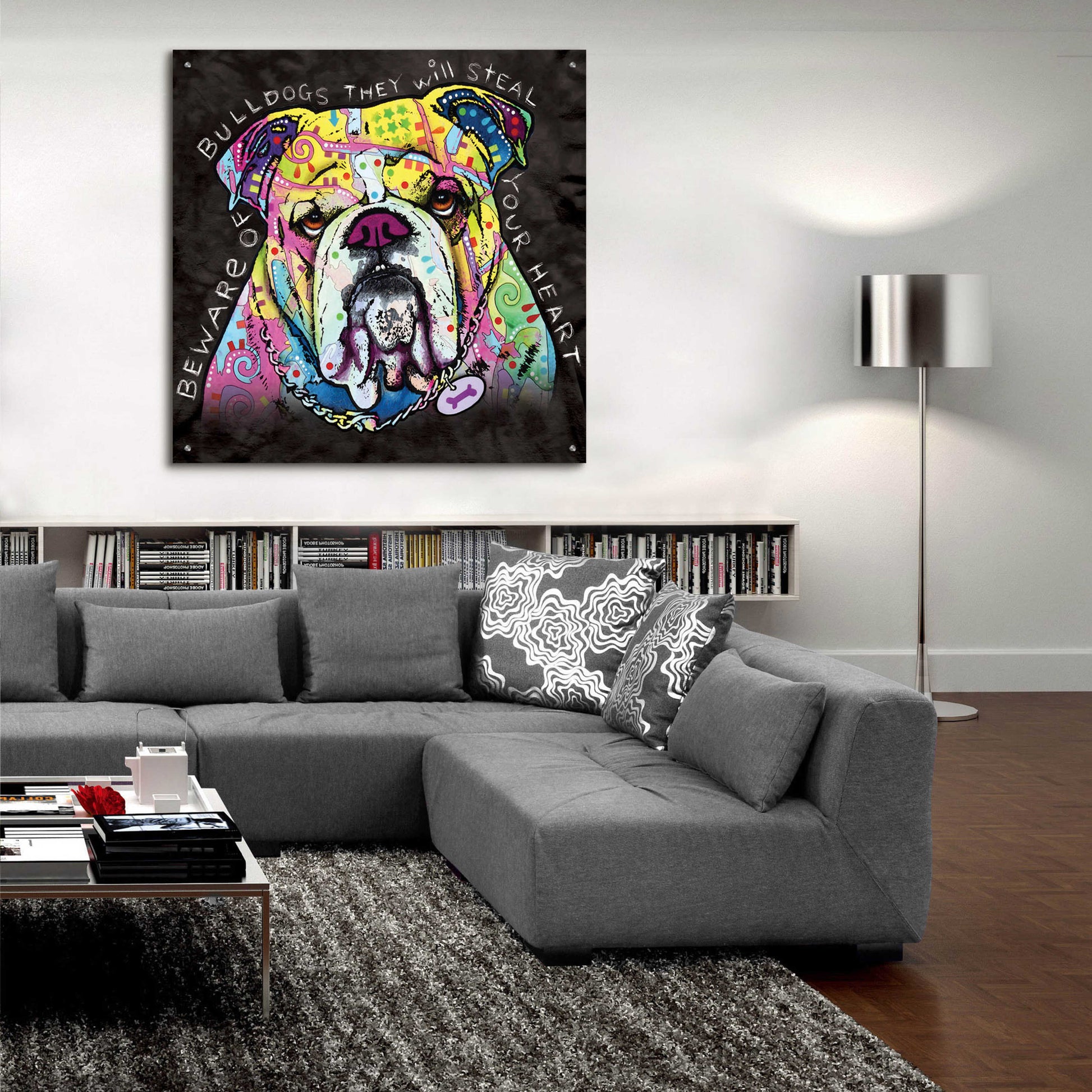 Epic Art 'Bulldog Heart' by Dean Russo, Acrylic Glass Wall Art,36x36