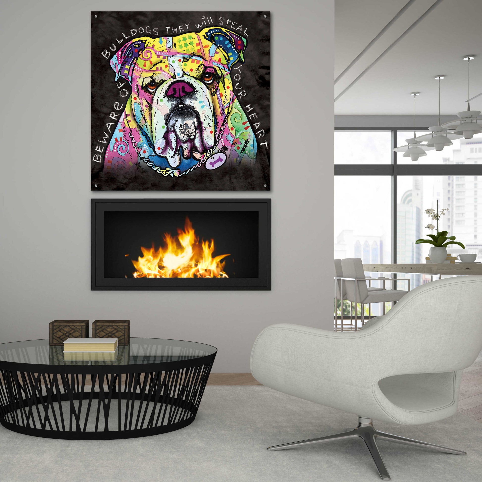 Epic Art 'Bulldog Heart' by Dean Russo, Acrylic Glass Wall Art,36x36