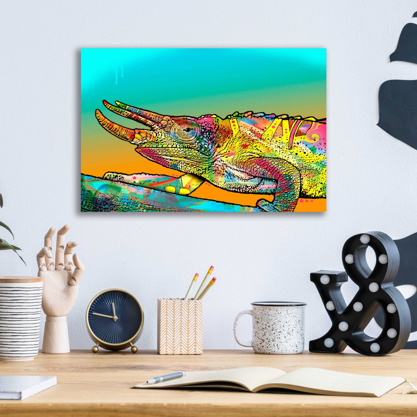Epic Art 'Chameleon' by Dean Russo, Acrylic Glass Wall Art,16x12
