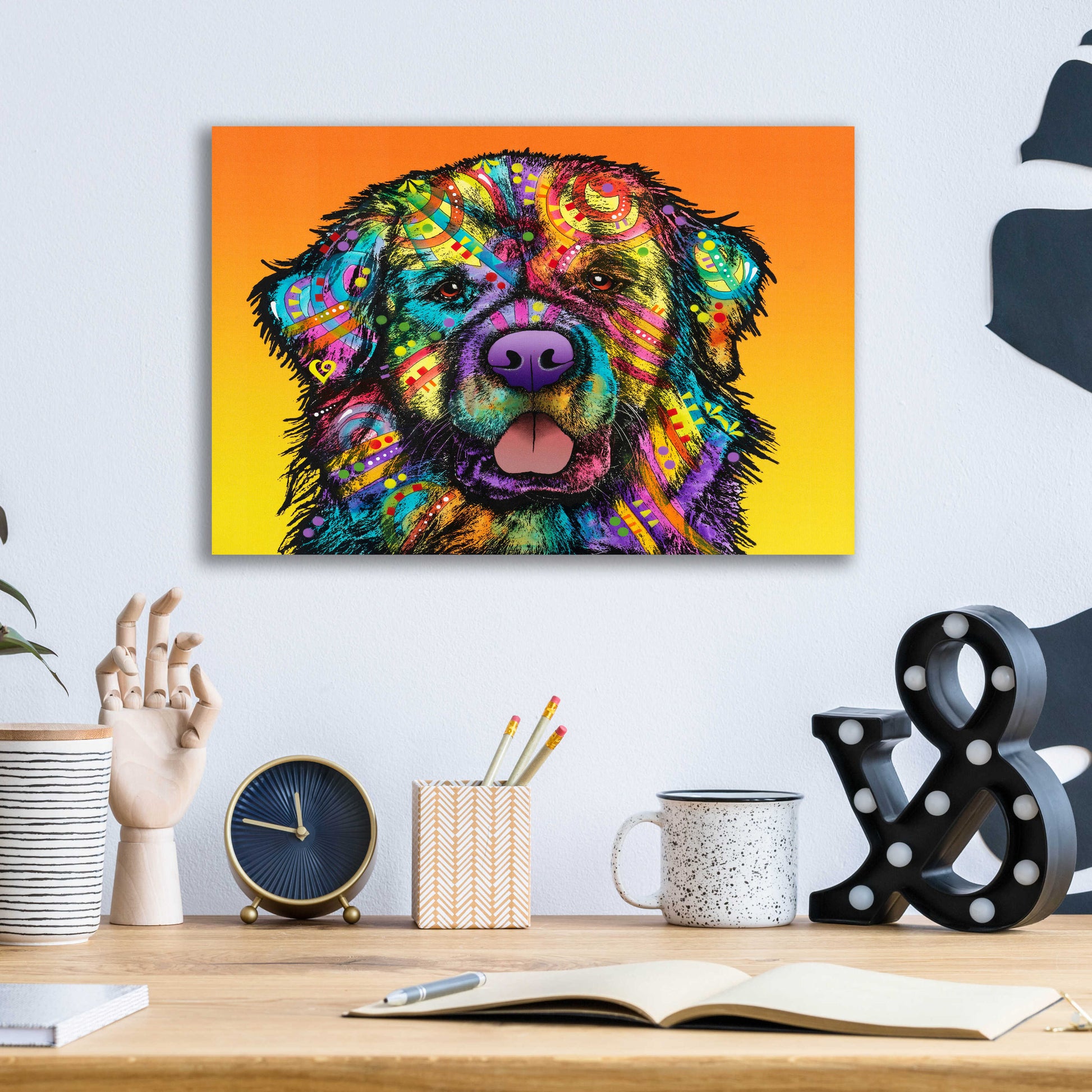 Epic Art 'Newfie' by Dean Russo, Acrylic Glass Wall Art,16x12