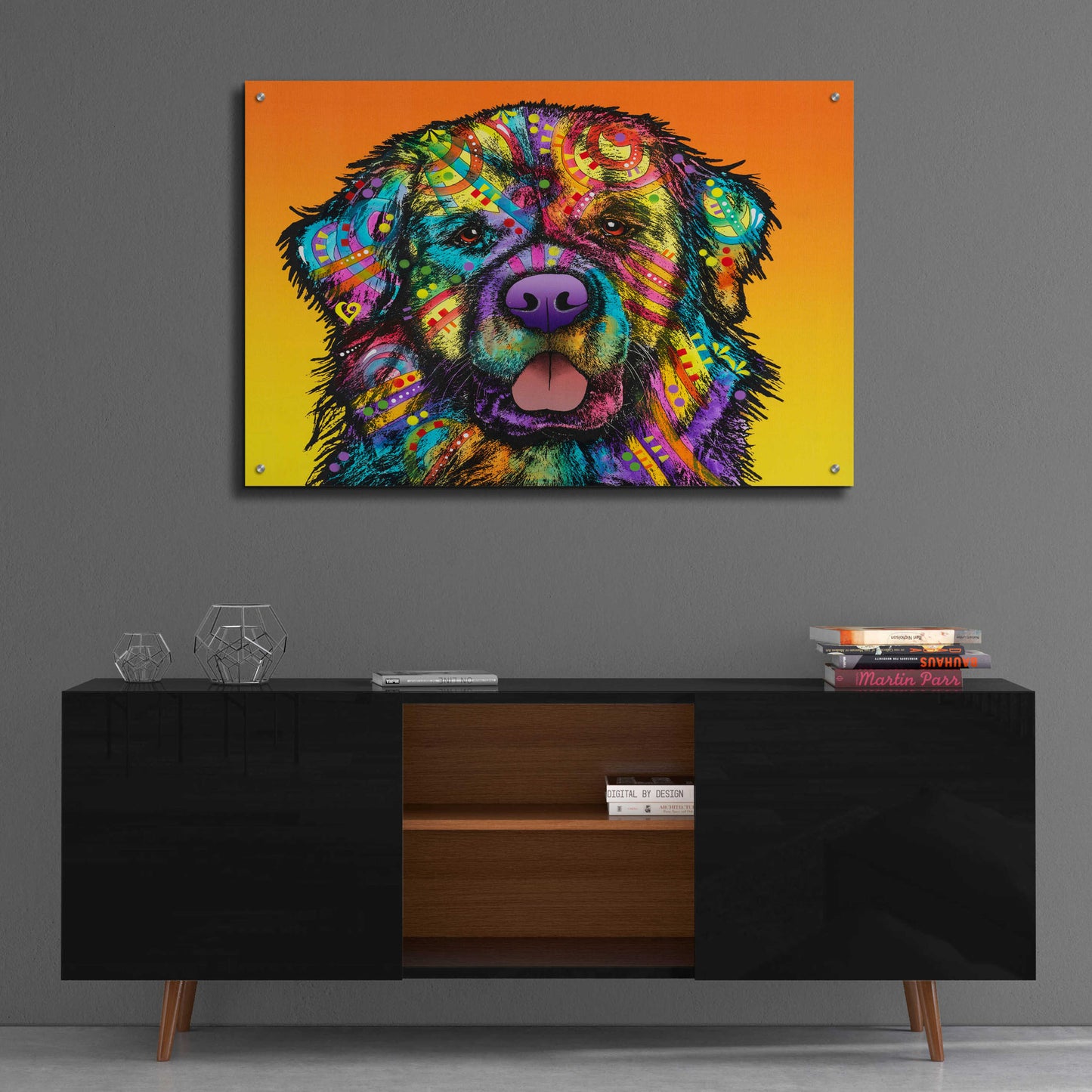 Epic Art 'Newfie' by Dean Russo, Acrylic Glass Wall Art,36x24