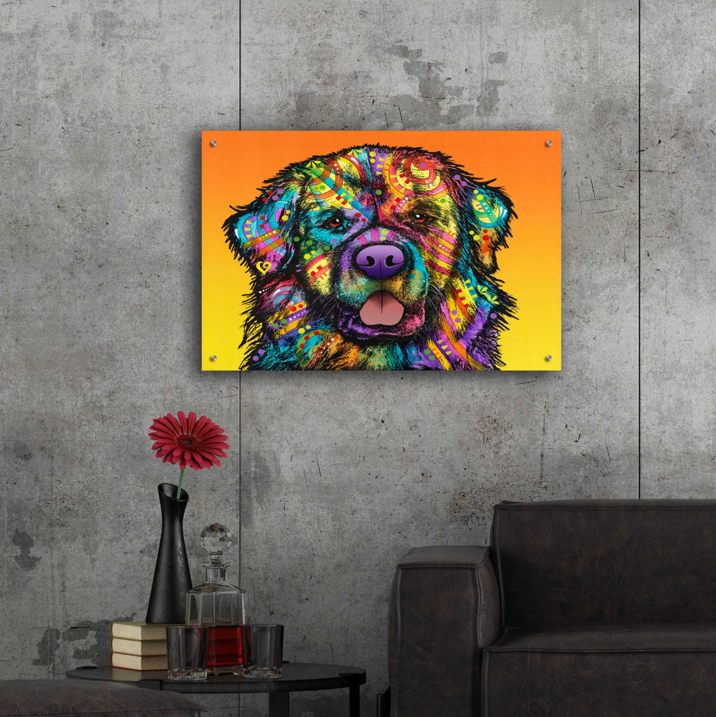 Epic Art 'Newfie' by Dean Russo, Acrylic Glass Wall Art,36x24