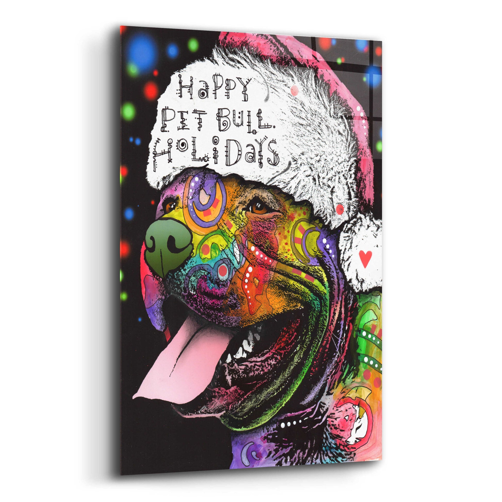 Epic Art 'Christmas Pitbull' by Dean Russo, Acrylic Glass Wall Art,16x24
