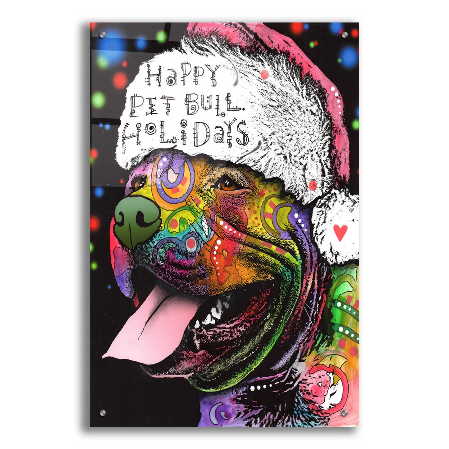 Epic Art 'Christmas Pitbull' by Dean Russo, Acrylic Glass Wall Art,24x36