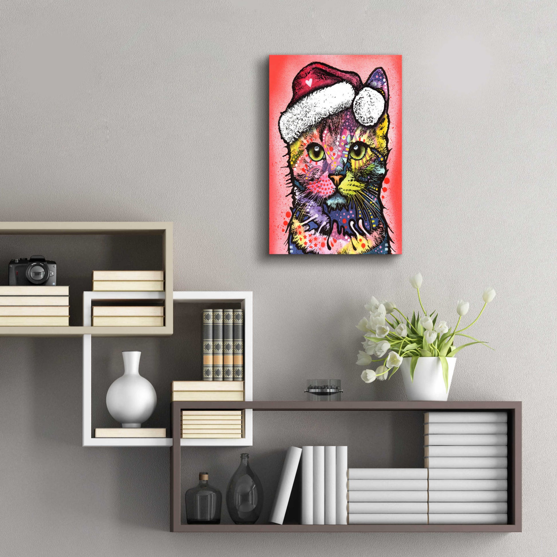Epic Art 'Christmas Cat' by Dean Russo, Acrylic Glass Wall Art,16x24
