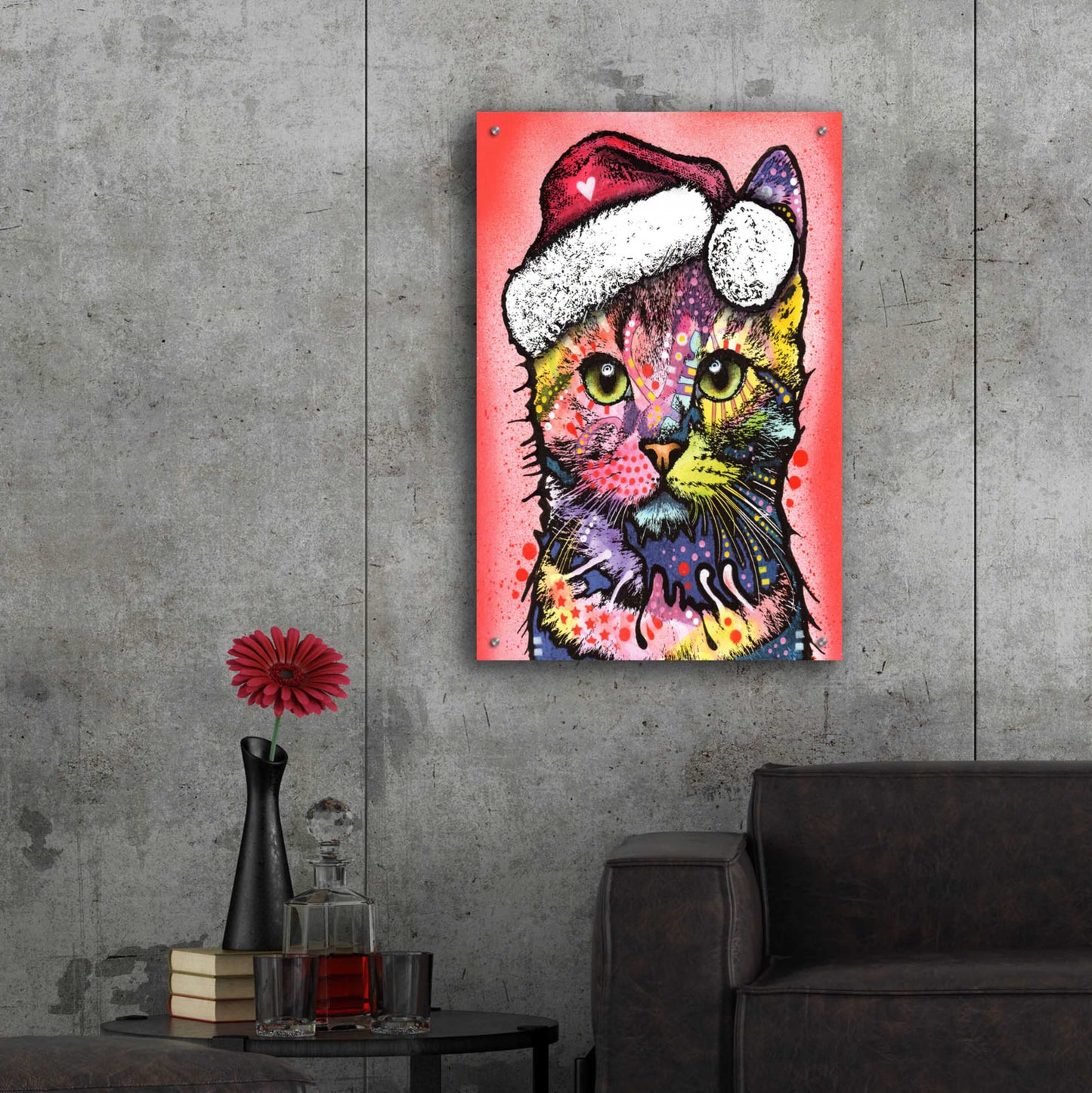 Epic Art 'Christmas Cat' by Dean Russo, Acrylic Glass Wall Art,24x36