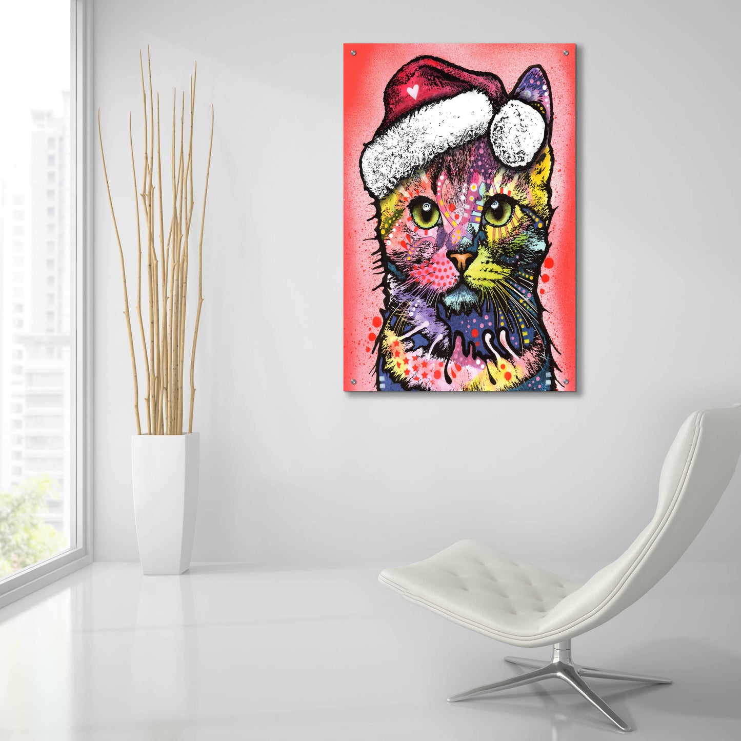 Epic Art 'Christmas Cat' by Dean Russo, Acrylic Glass Wall Art,24x36