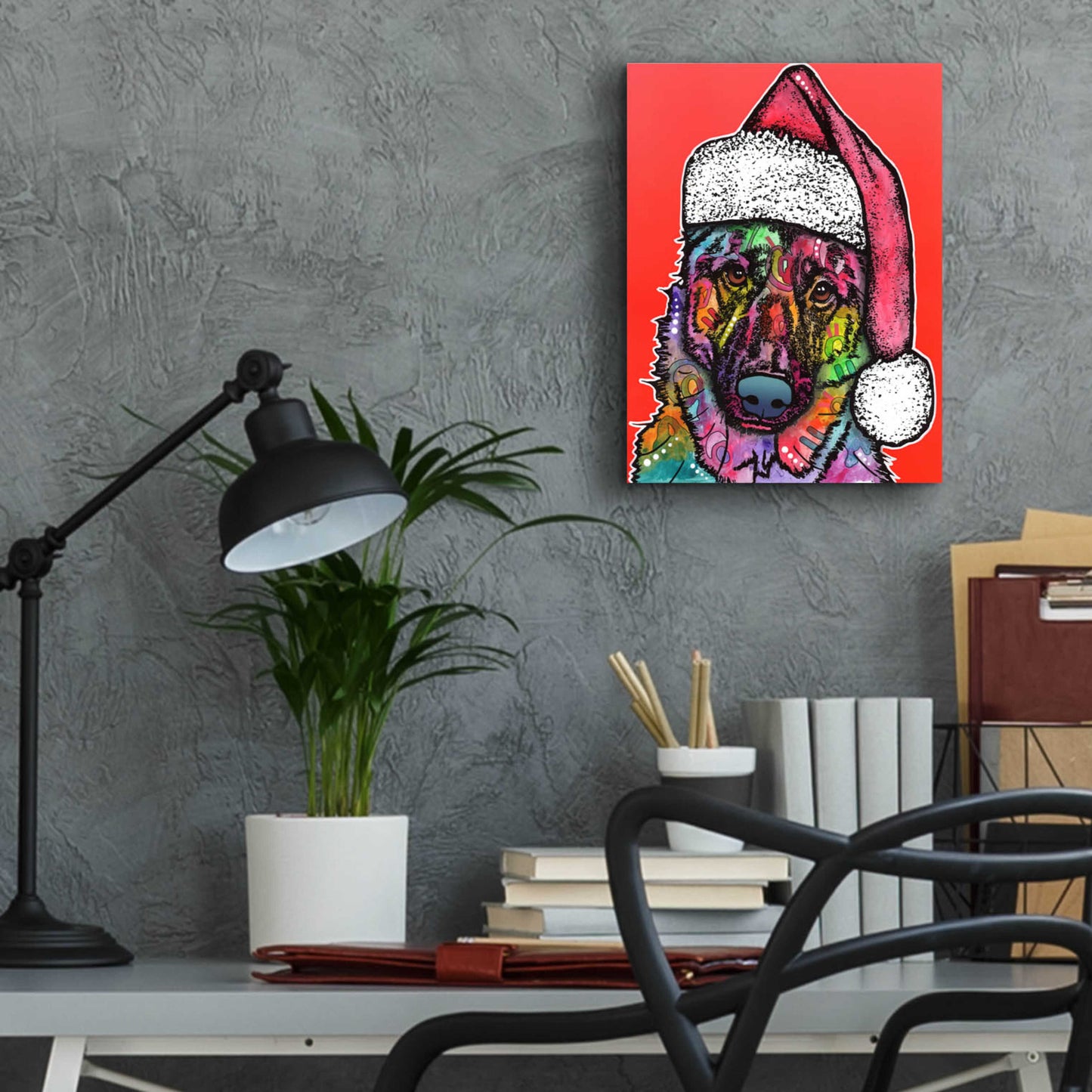Epic Art 'Christmas Dog' by Dean Russo, Acrylic Glass Wall Art,12x16