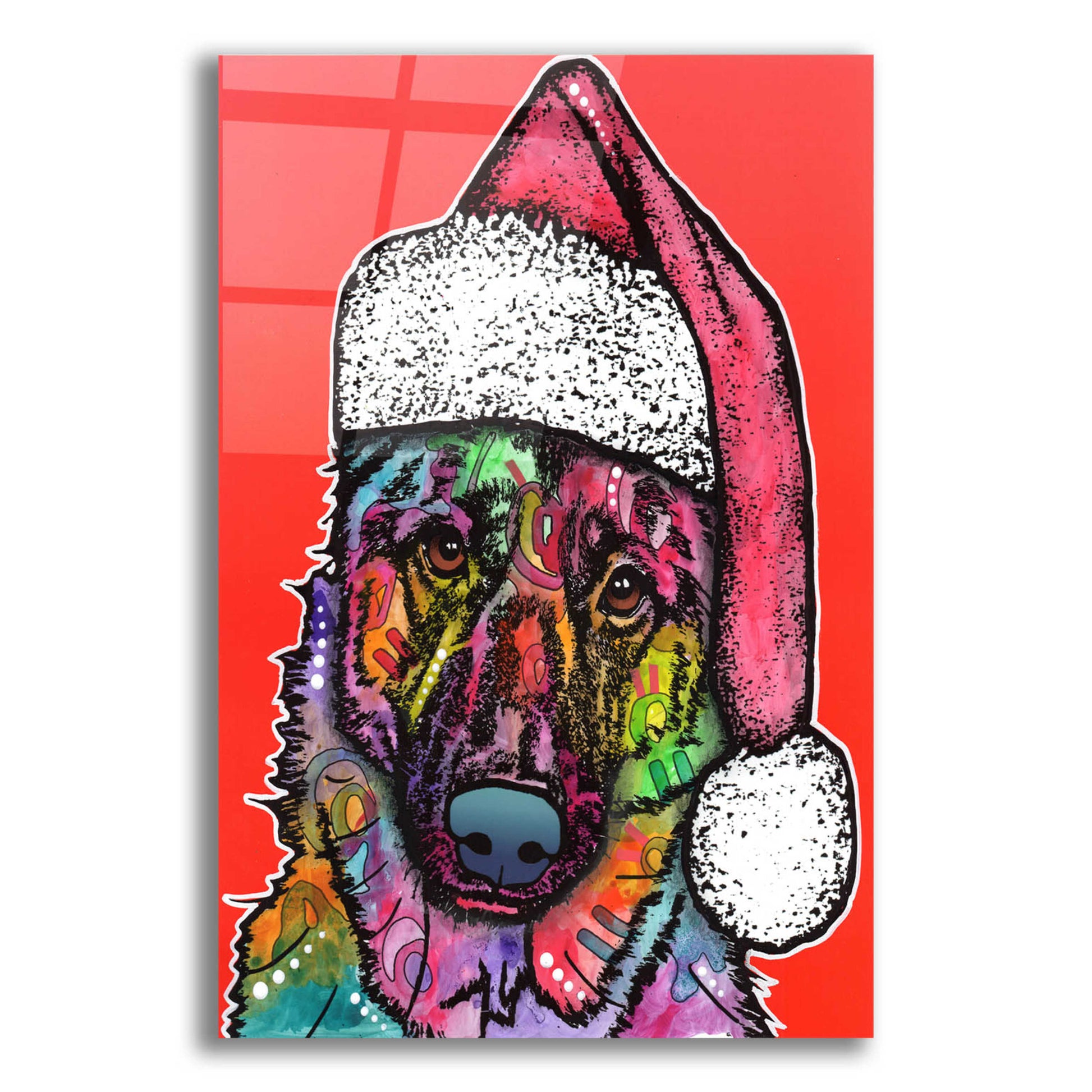 Epic Art 'Christmas Dog' by Dean Russo, Acrylic Glass Wall Art,16x24