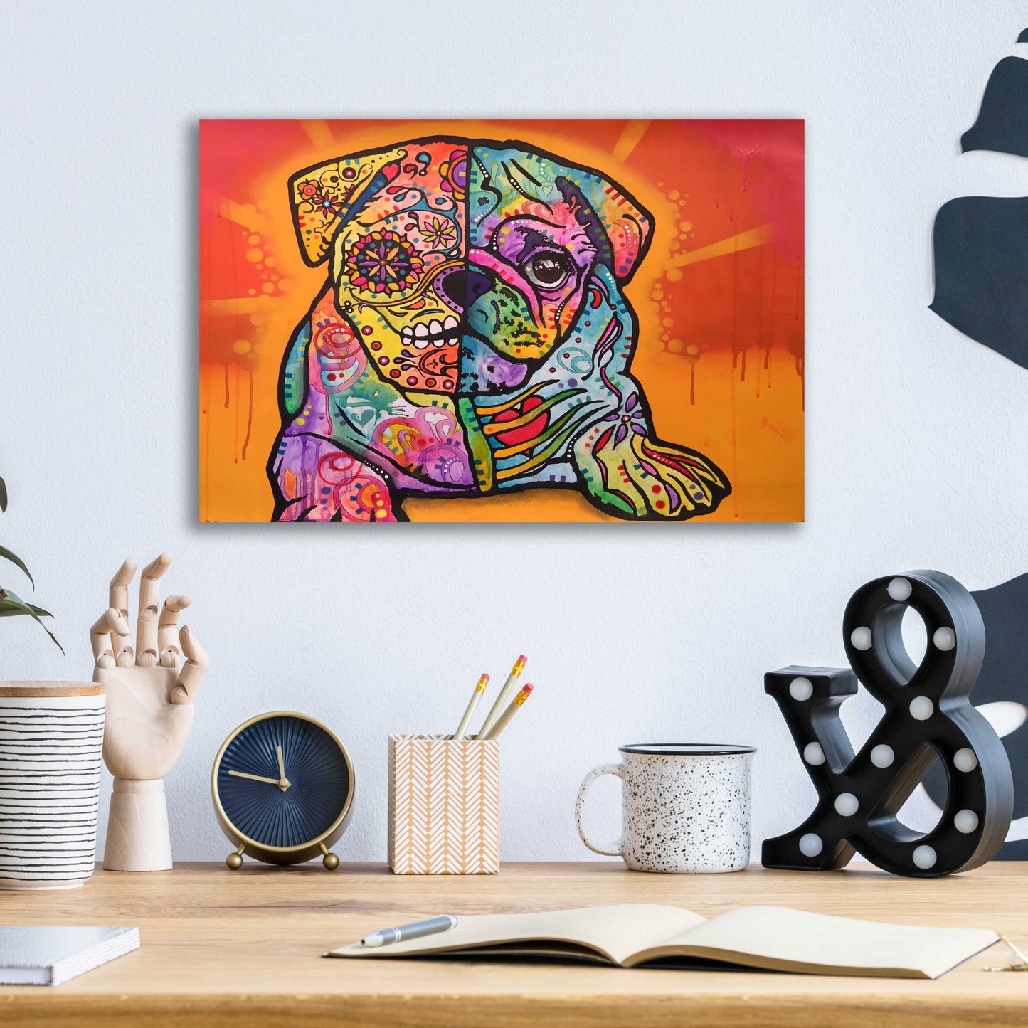 Epic Art 'Sugar Pug' by Dean Russo, Acrylic Glass Wall Art,16x12