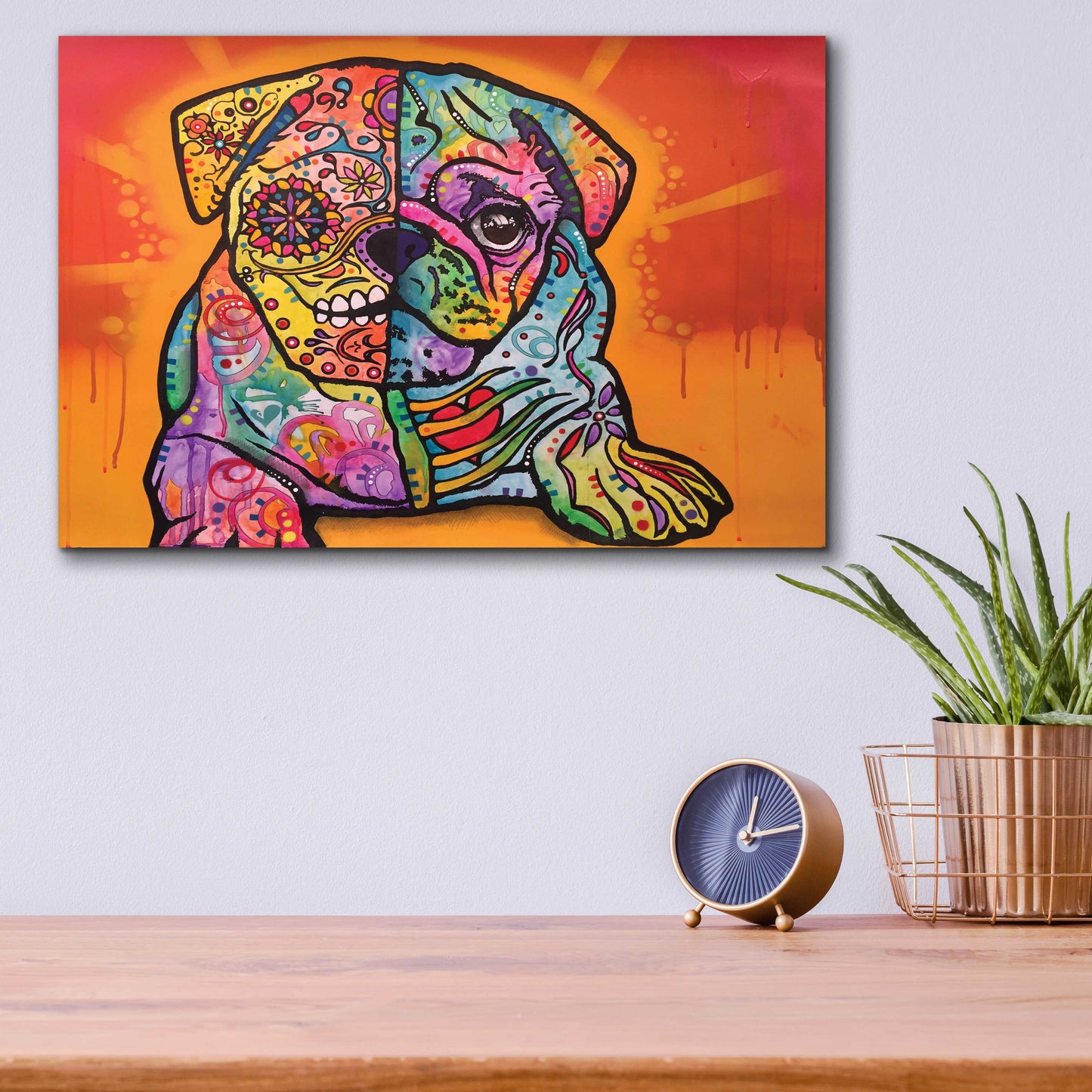 Epic Art 'Sugar Pug' by Dean Russo, Acrylic Glass Wall Art,16x12