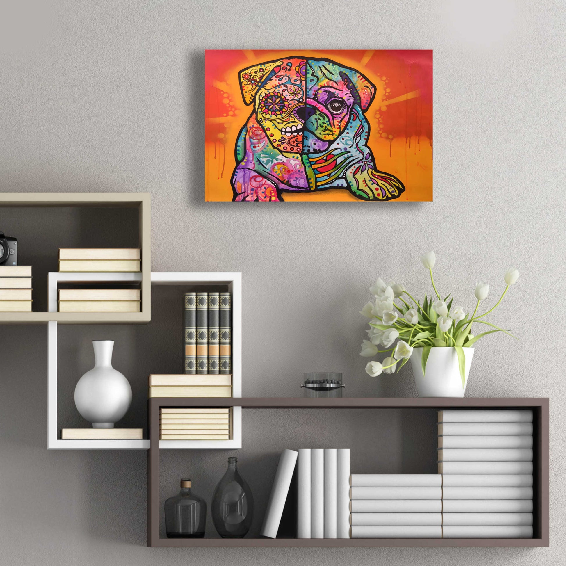 Epic Art 'Sugar Pug' by Dean Russo, Acrylic Glass Wall Art,24x16