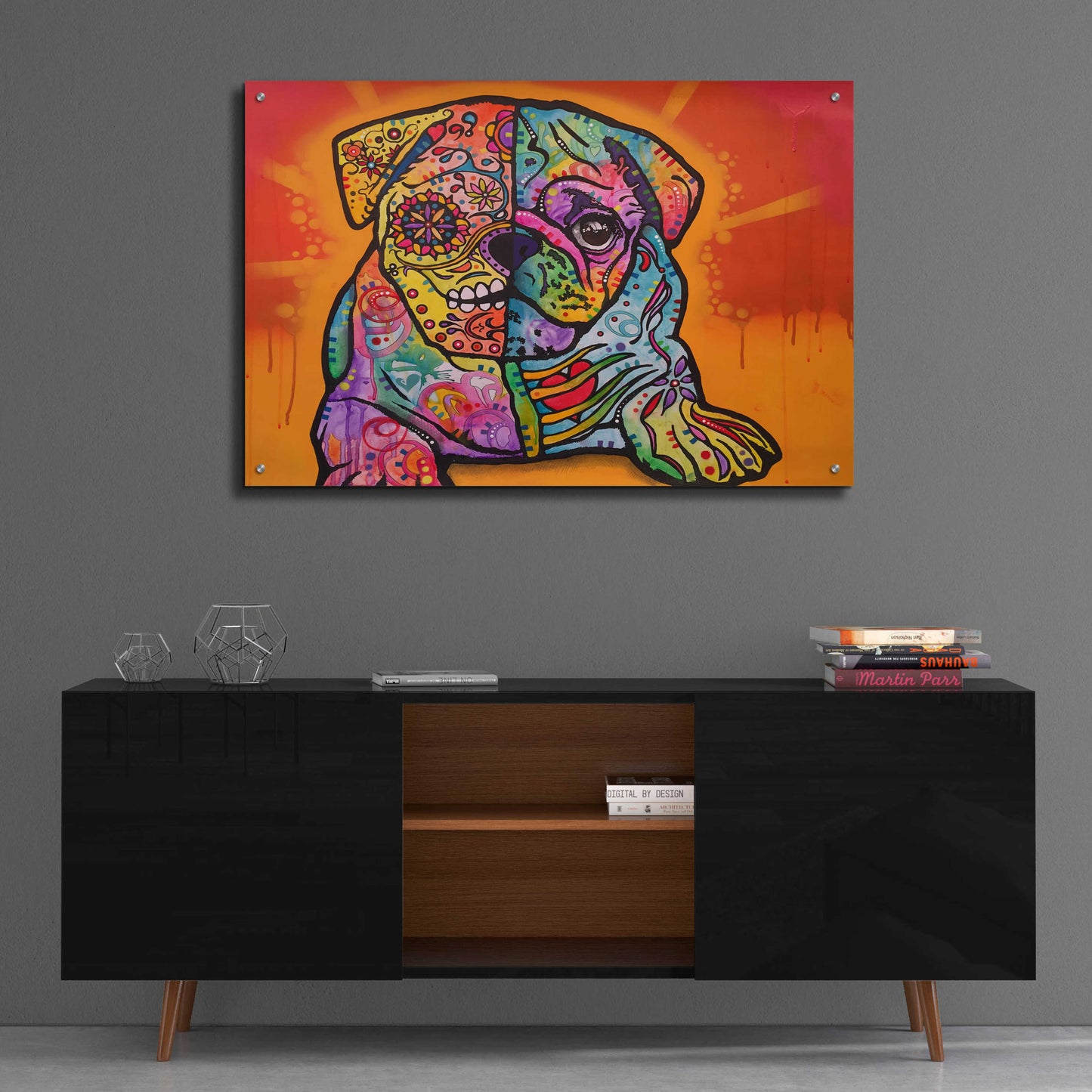 Epic Art 'Sugar Pug' by Dean Russo, Acrylic Glass Wall Art,36x24