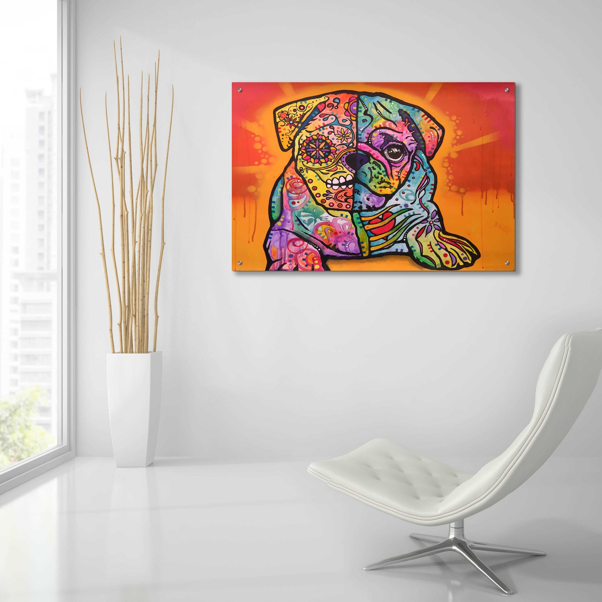 Epic Art 'Sugar Pug' by Dean Russo, Acrylic Glass Wall Art,36x24