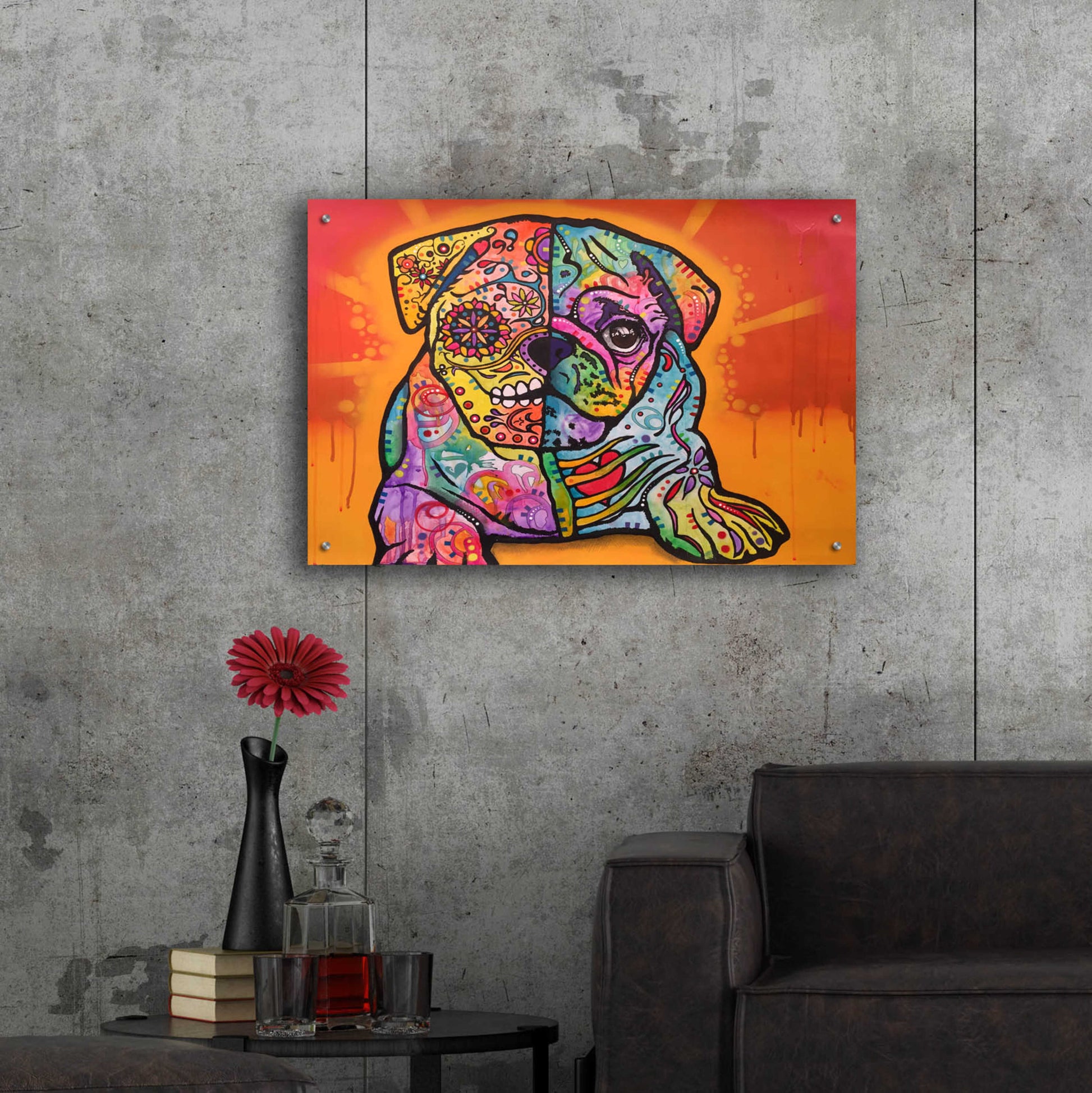 Epic Art 'Sugar Pug' by Dean Russo, Acrylic Glass Wall Art,36x24