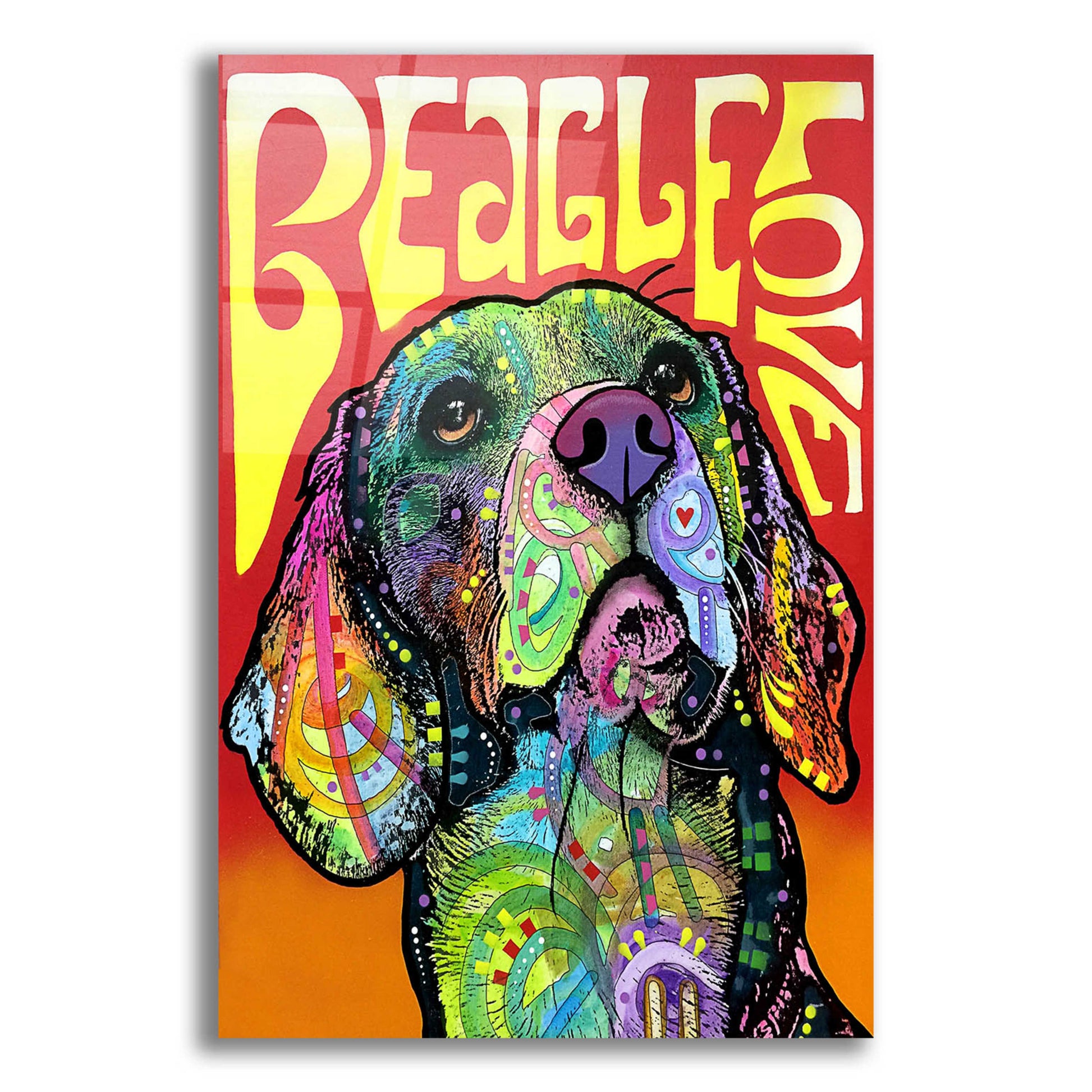 Epic Art 'Beagle Love' by Dean Russo, Acrylic Glass Wall Art,12x16