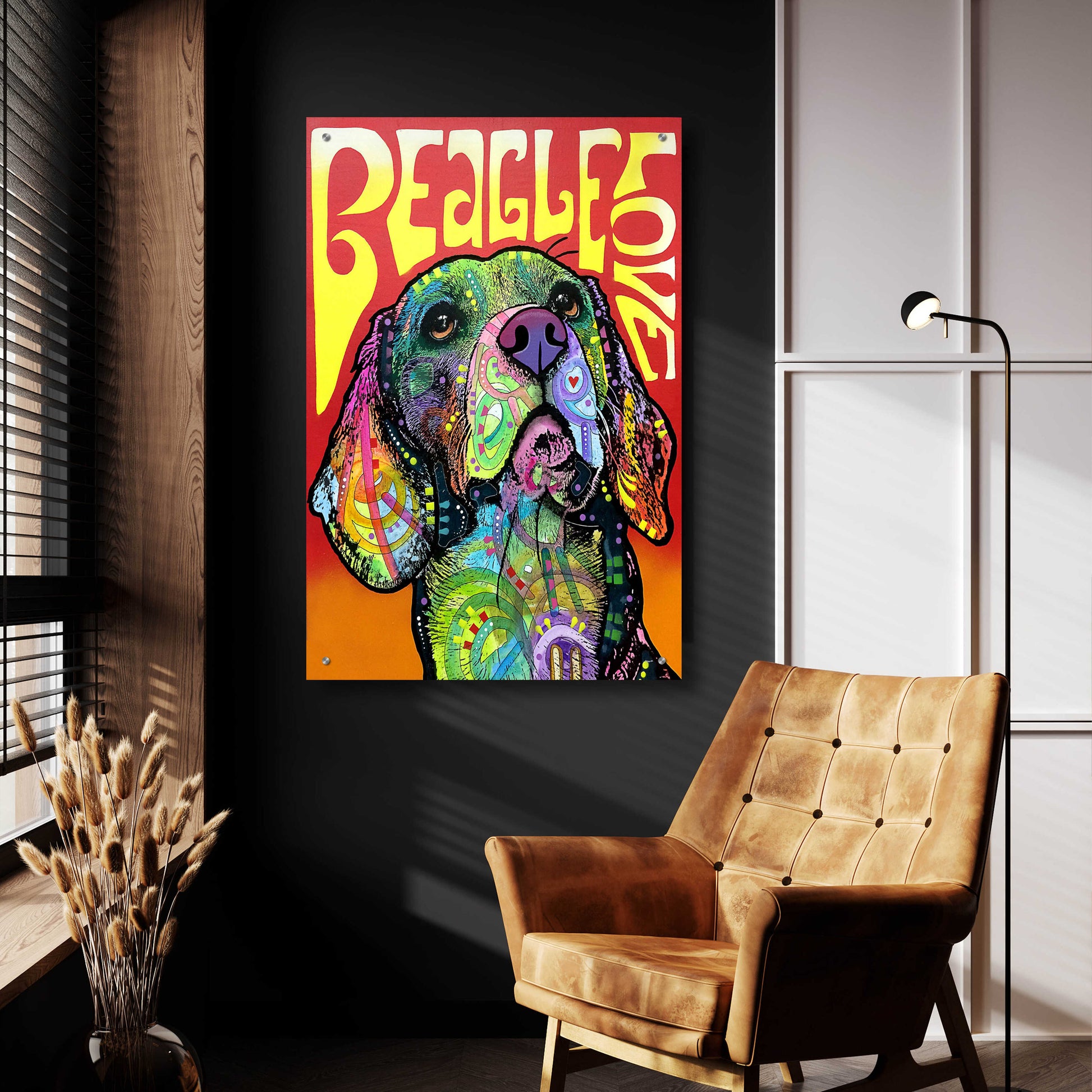 Epic Art 'Beagle Love' by Dean Russo, Acrylic Glass Wall Art,24x36