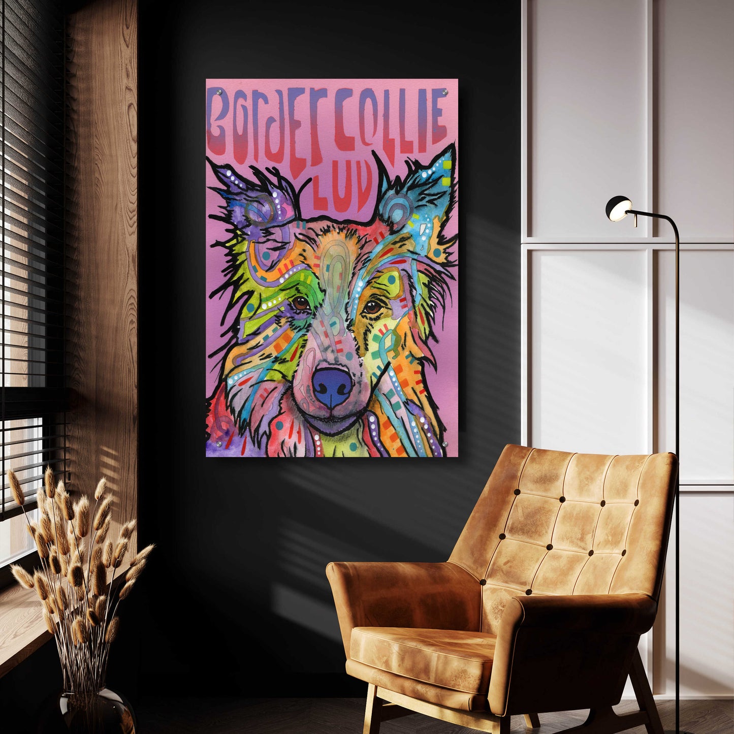 Epic Art 'Border Collie Love 2' by Dean Russo, Acrylic Glass Wall Art,24x36