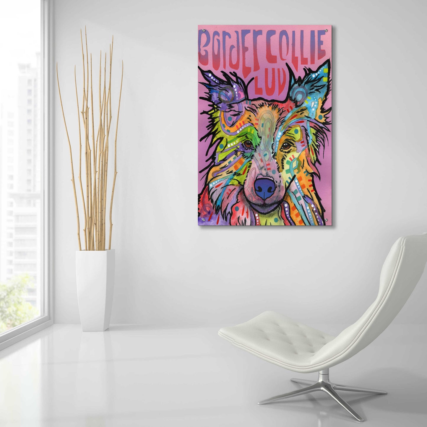 Epic Art 'Border Collie Love 2' by Dean Russo, Acrylic Glass Wall Art,24x36