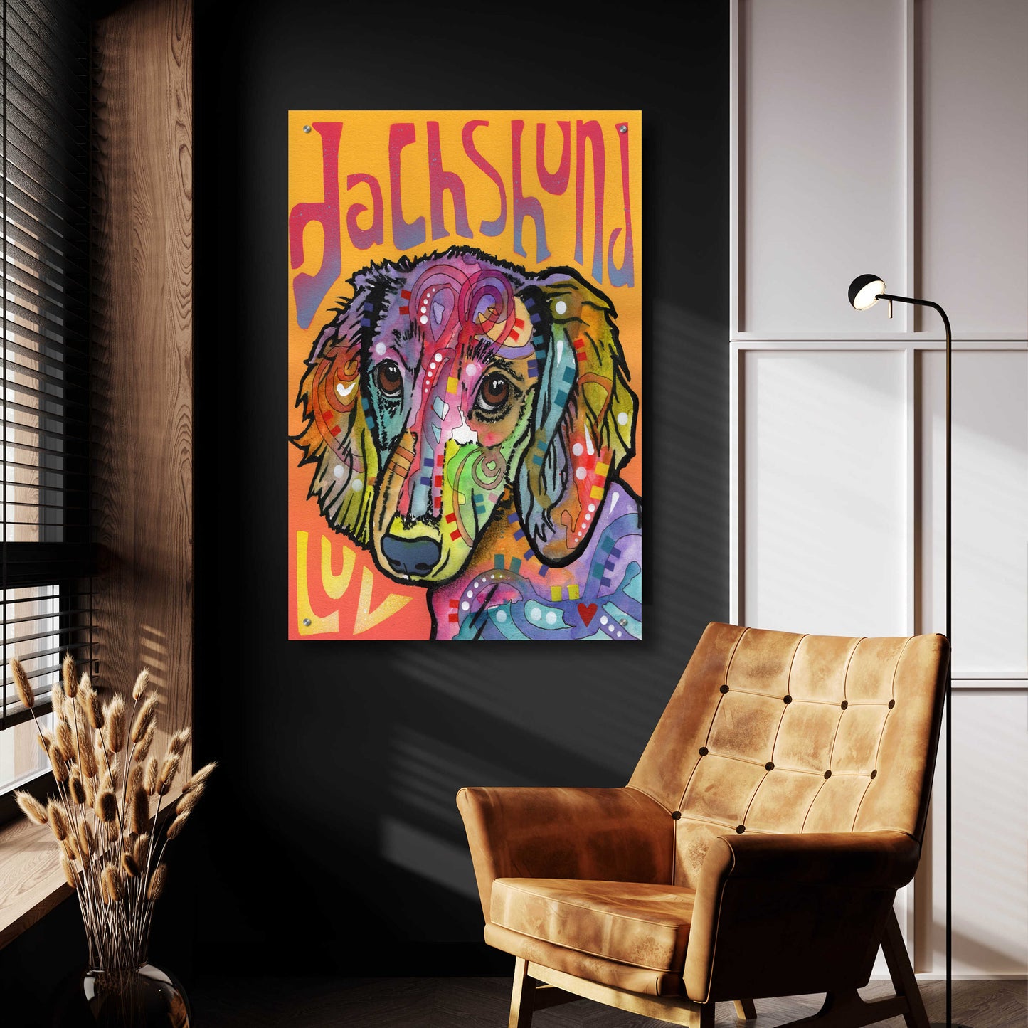 Epic Art 'Dachshund Love' by Dean Russo, Acrylic Glass Wall Art,24x36