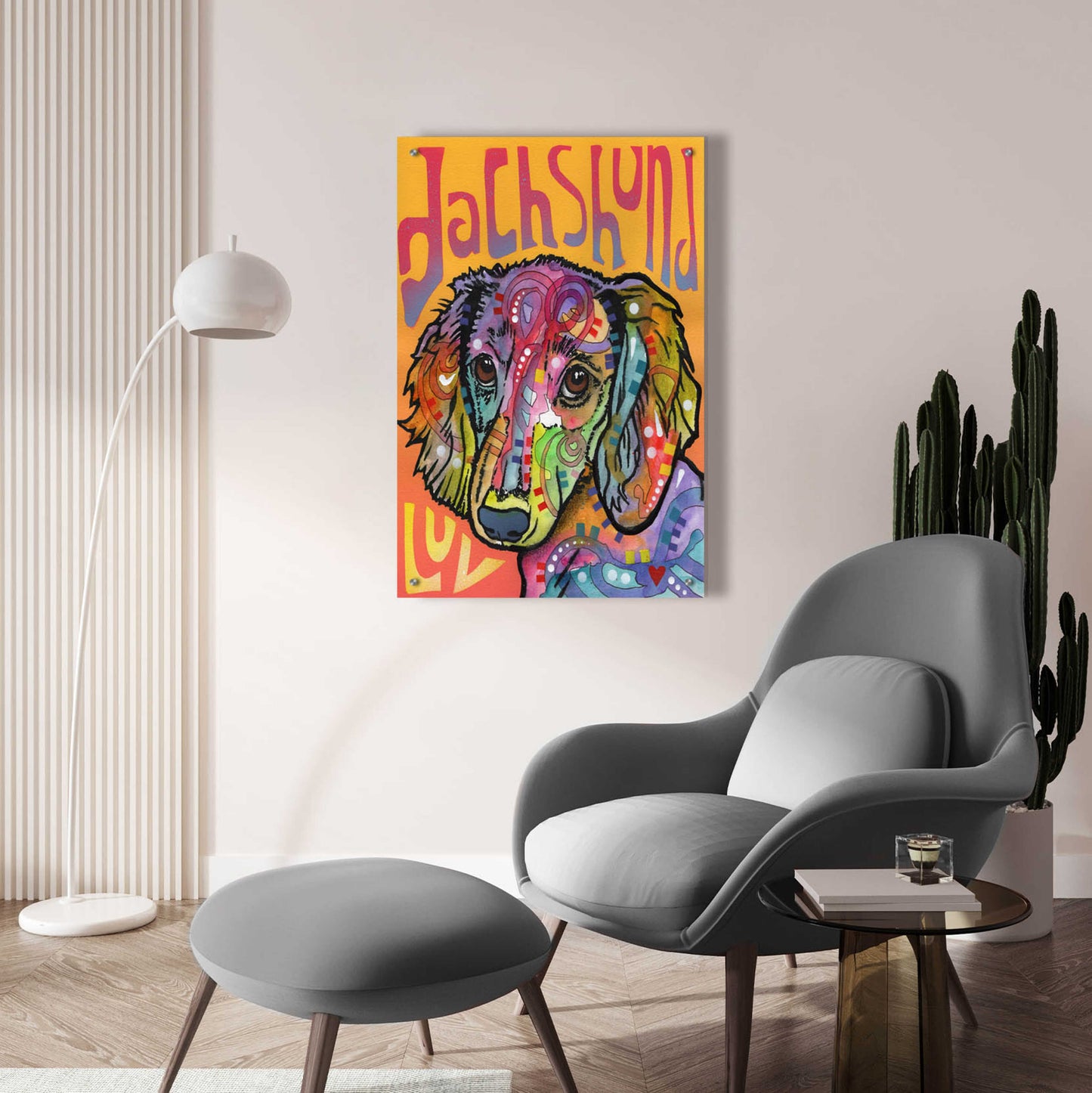 Epic Art 'Dachshund Love' by Dean Russo, Acrylic Glass Wall Art,24x36