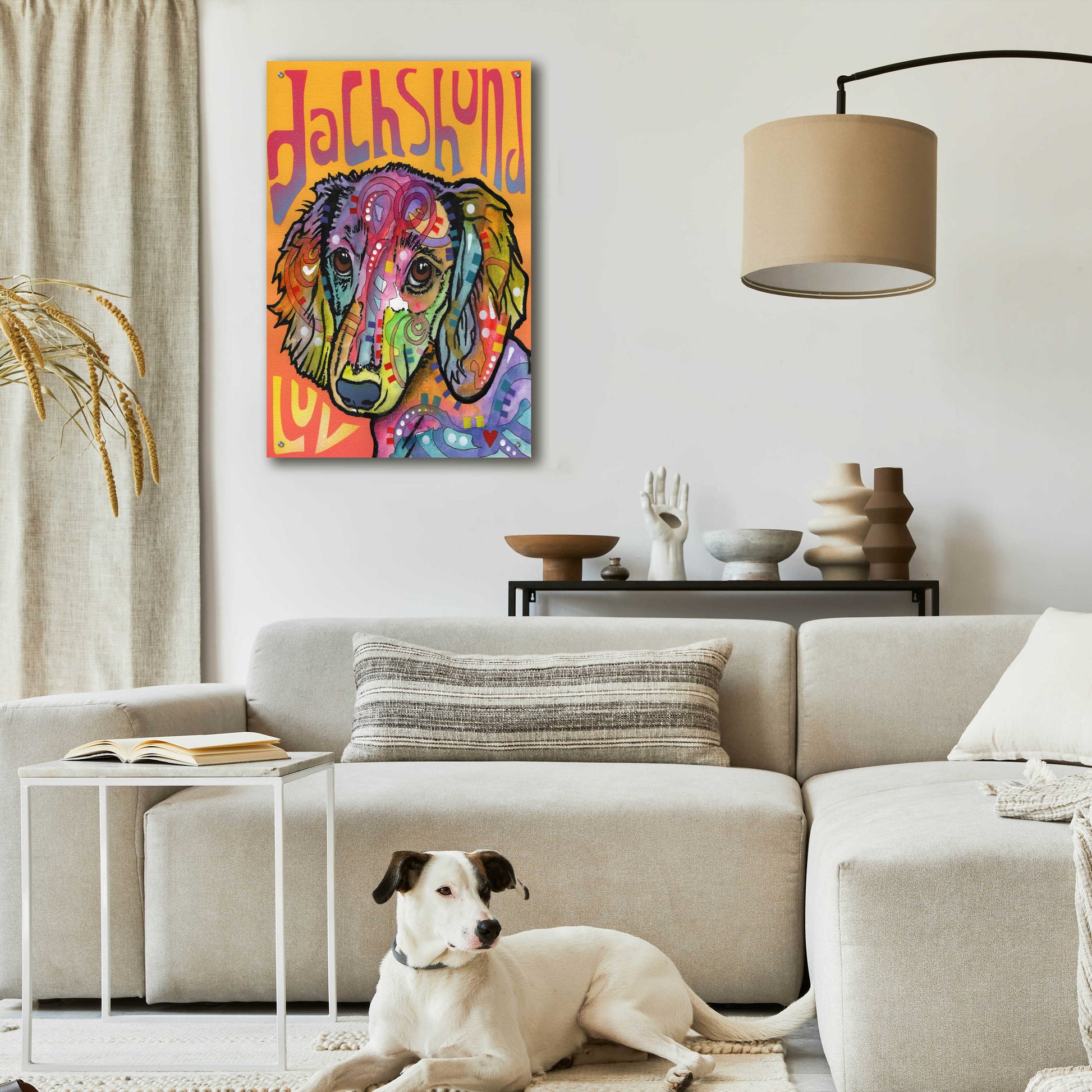 Epic Art 'Dachshund Love' by Dean Russo, Acrylic Glass Wall Art,24x36