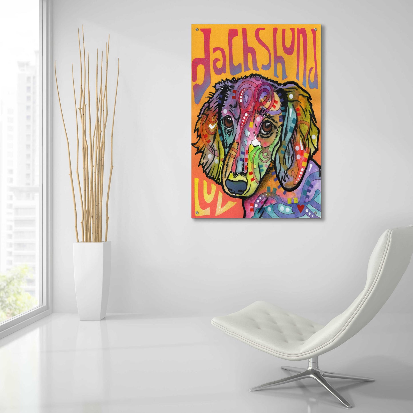 Epic Art 'Dachshund Love' by Dean Russo, Acrylic Glass Wall Art,24x36