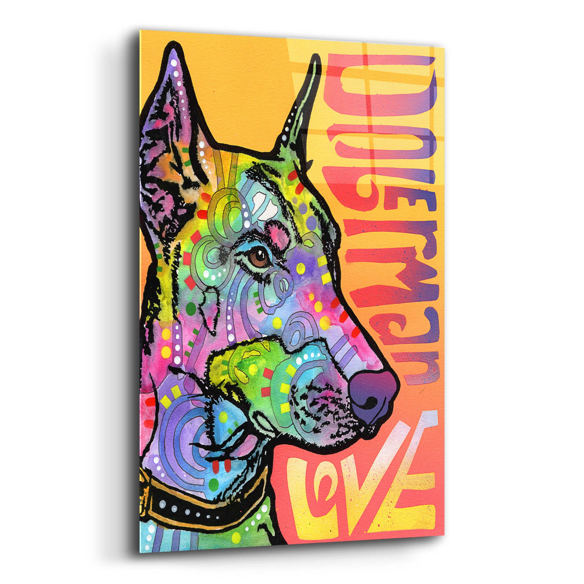 Epic Art 'Doberman Luv' by Dean Russo, Acrylic Glass Wall Art,12x16