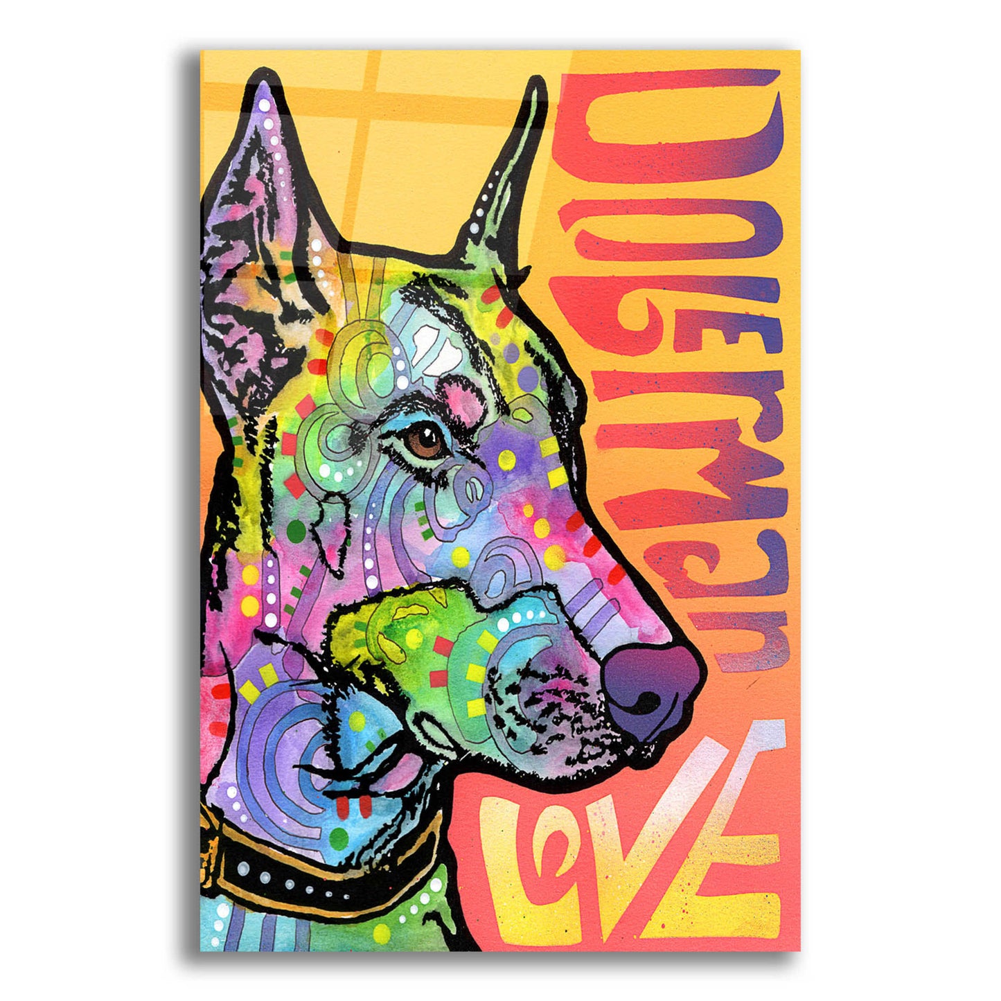 Epic Art 'Doberman Luv' by Dean Russo, Acrylic Glass Wall Art,12x16