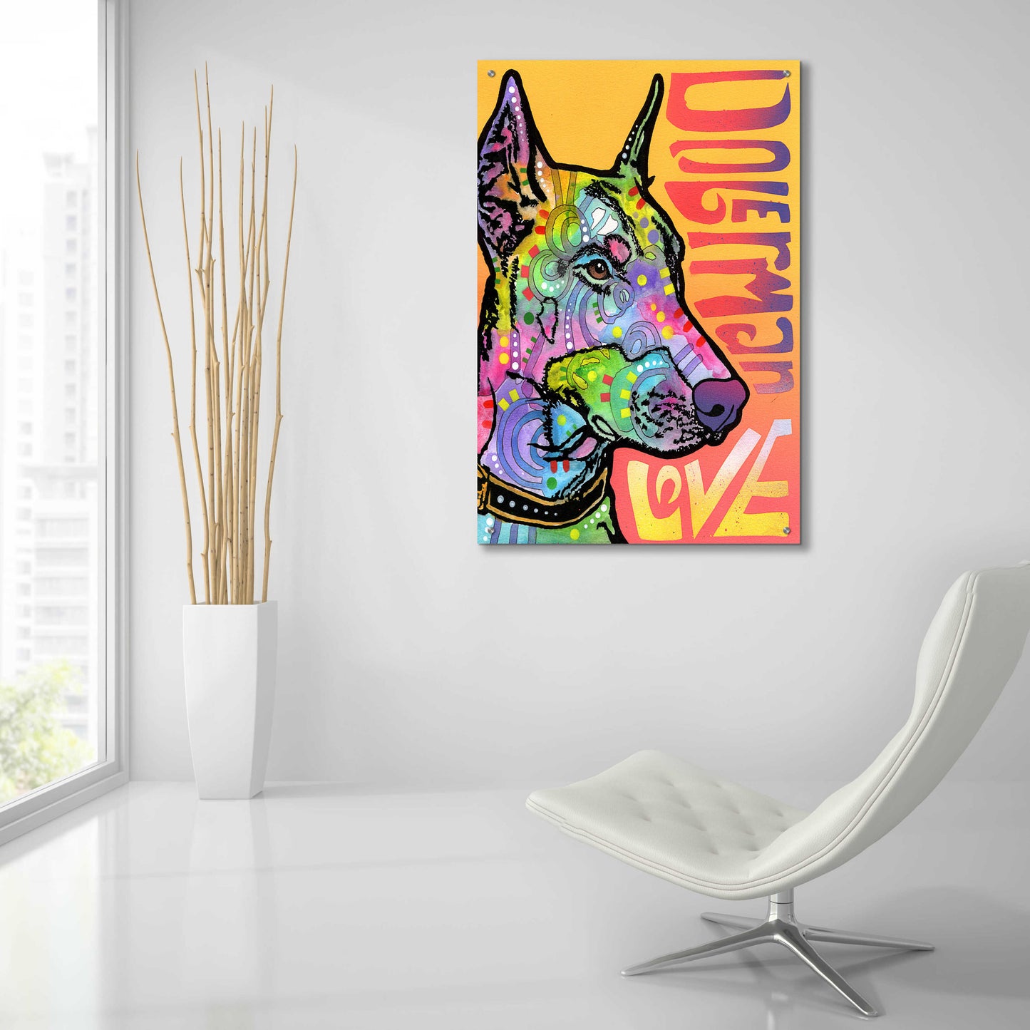 Epic Art 'Doberman Luv' by Dean Russo, Acrylic Glass Wall Art,24x36