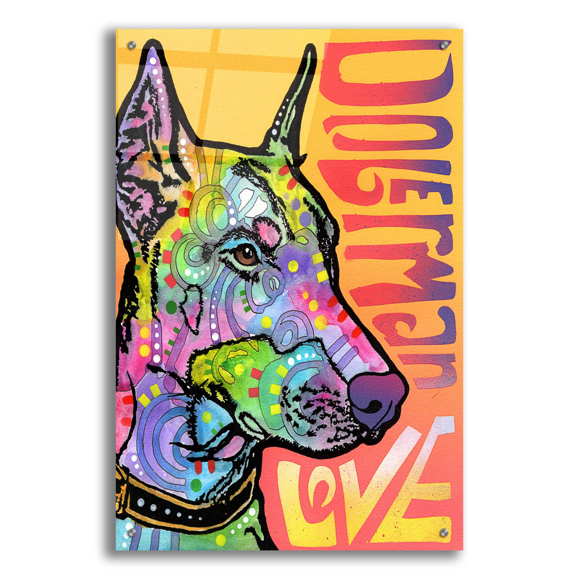 Epic Art 'Doberman Luv' by Dean Russo, Acrylic Glass Wall Art,24x36