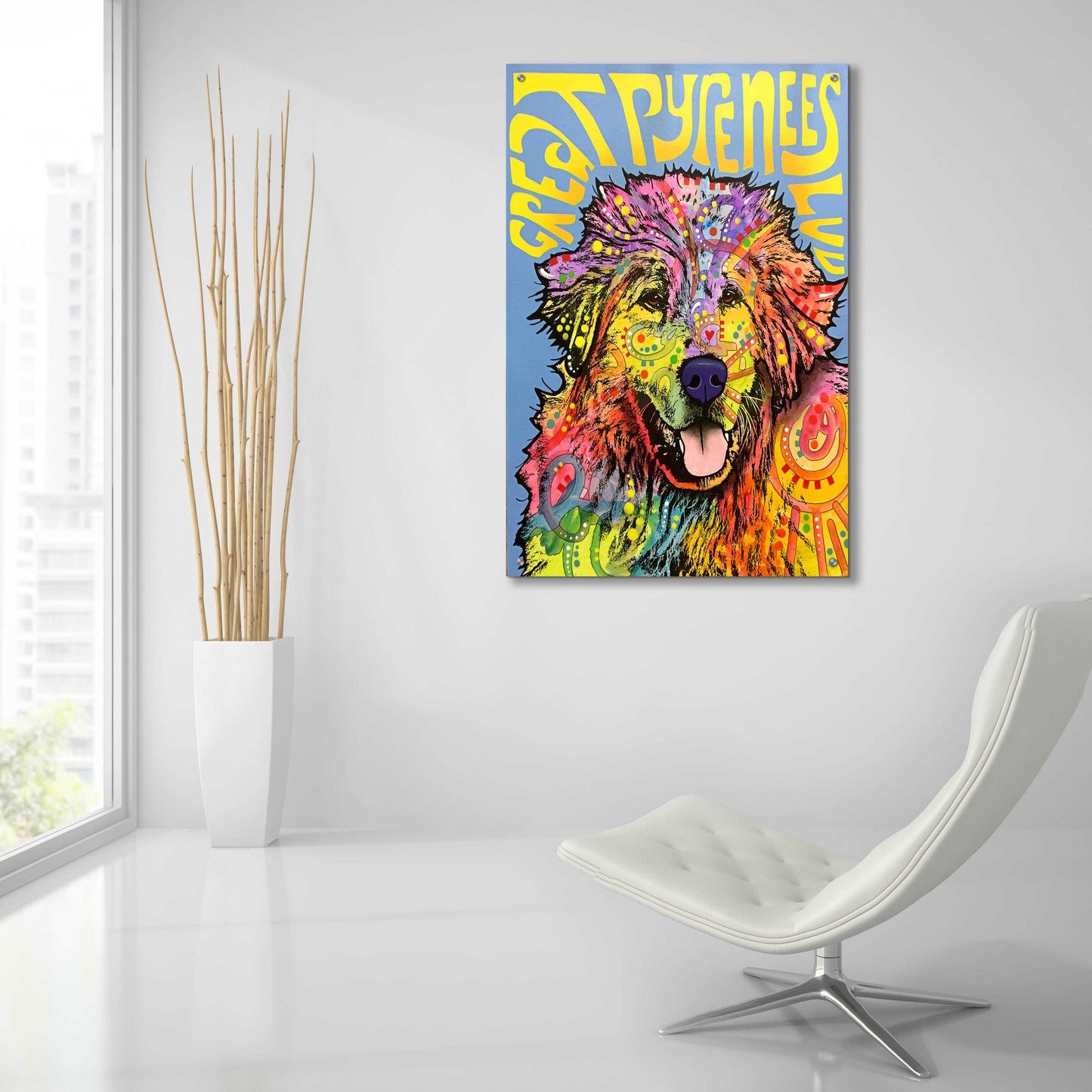 Epic Art 'Great Pyrenees' by Dean Russo, Acrylic Glass Wall Art,24x36