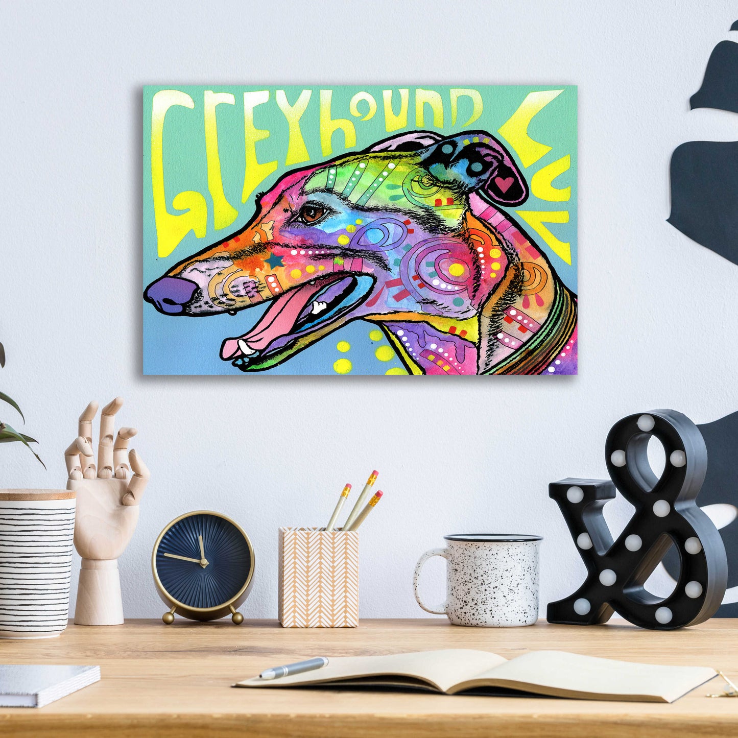 Epic Art 'Greyhound Luv' by Dean Russo, Acrylic Glass Wall Art,16x12