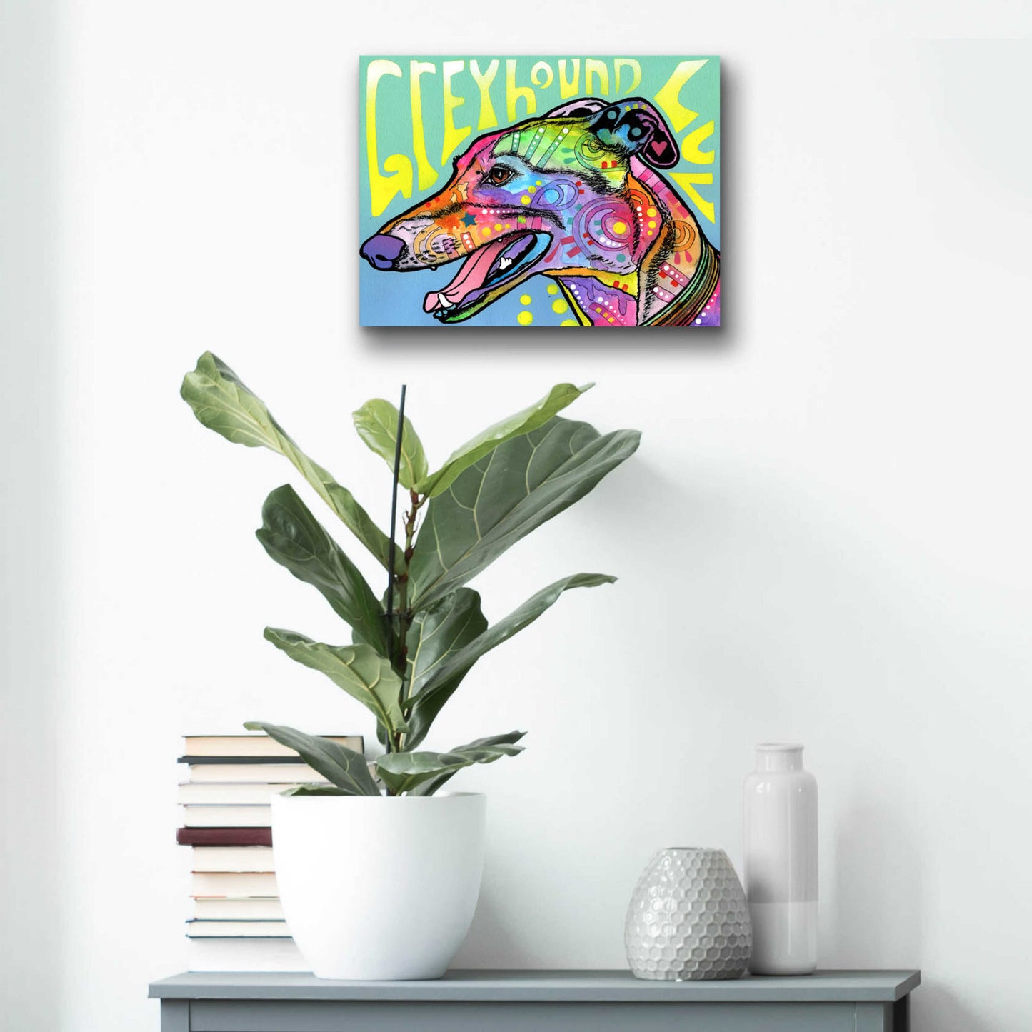 Epic Art 'Greyhound Luv' by Dean Russo, Acrylic Glass Wall Art,16x12