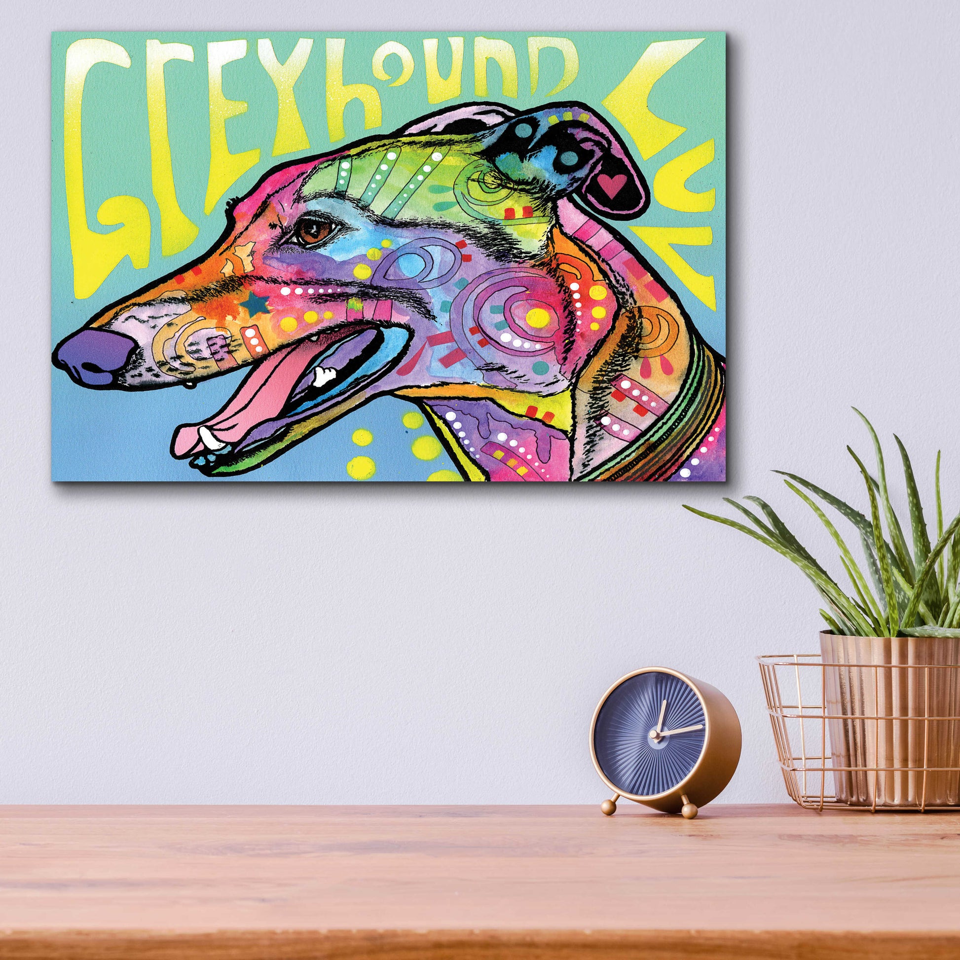 Epic Art 'Greyhound Luv' by Dean Russo, Acrylic Glass Wall Art,16x12