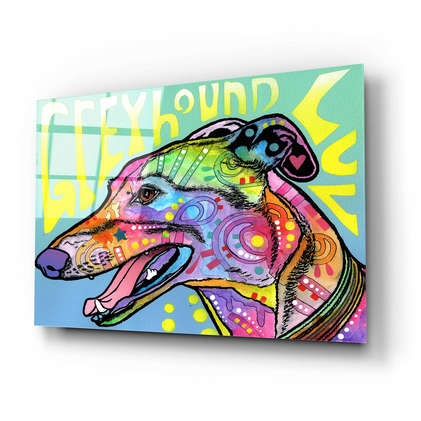 Epic Art 'Greyhound Luv' by Dean Russo, Acrylic Glass Wall Art,24x16