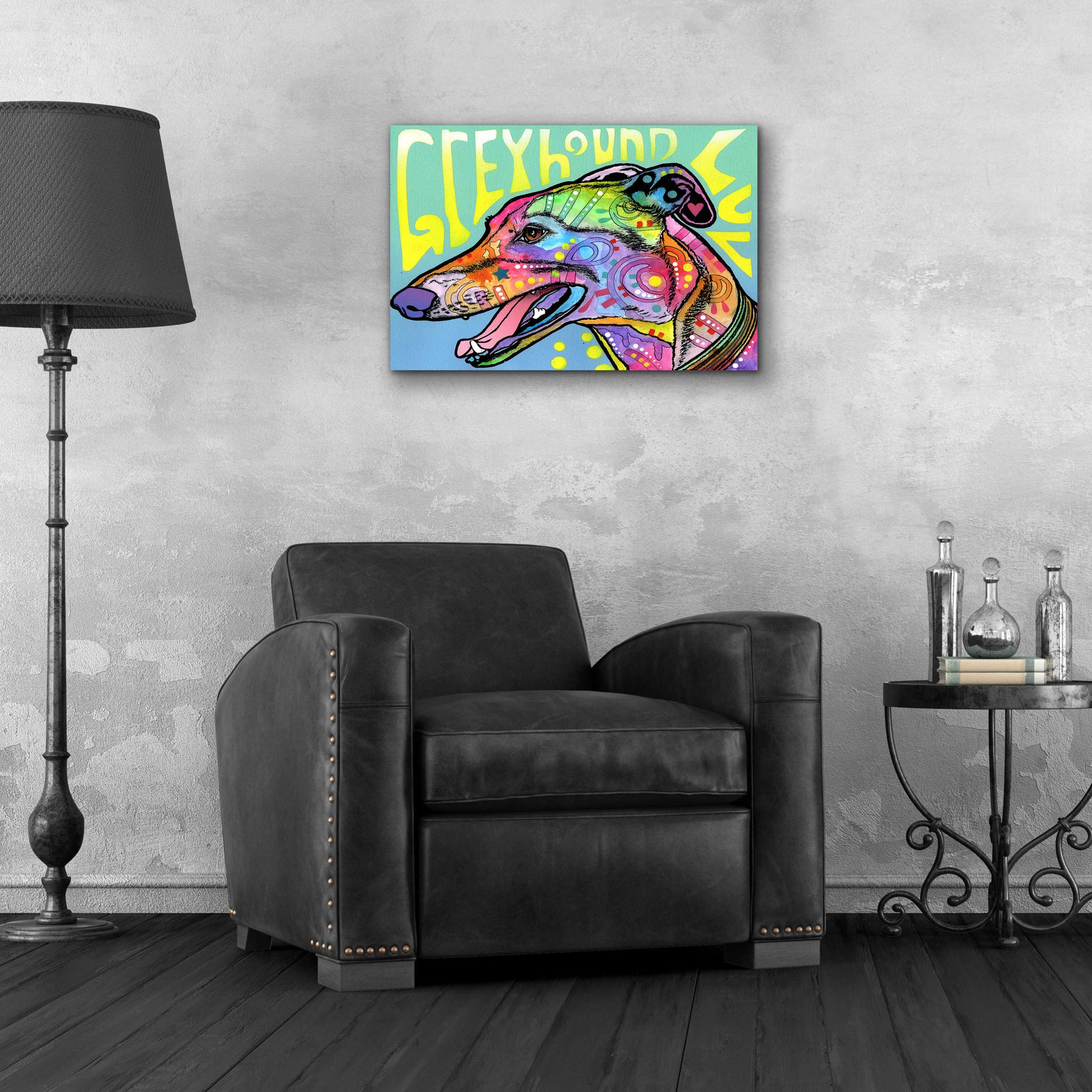 Epic Art 'Greyhound Luv' by Dean Russo, Acrylic Glass Wall Art,24x16