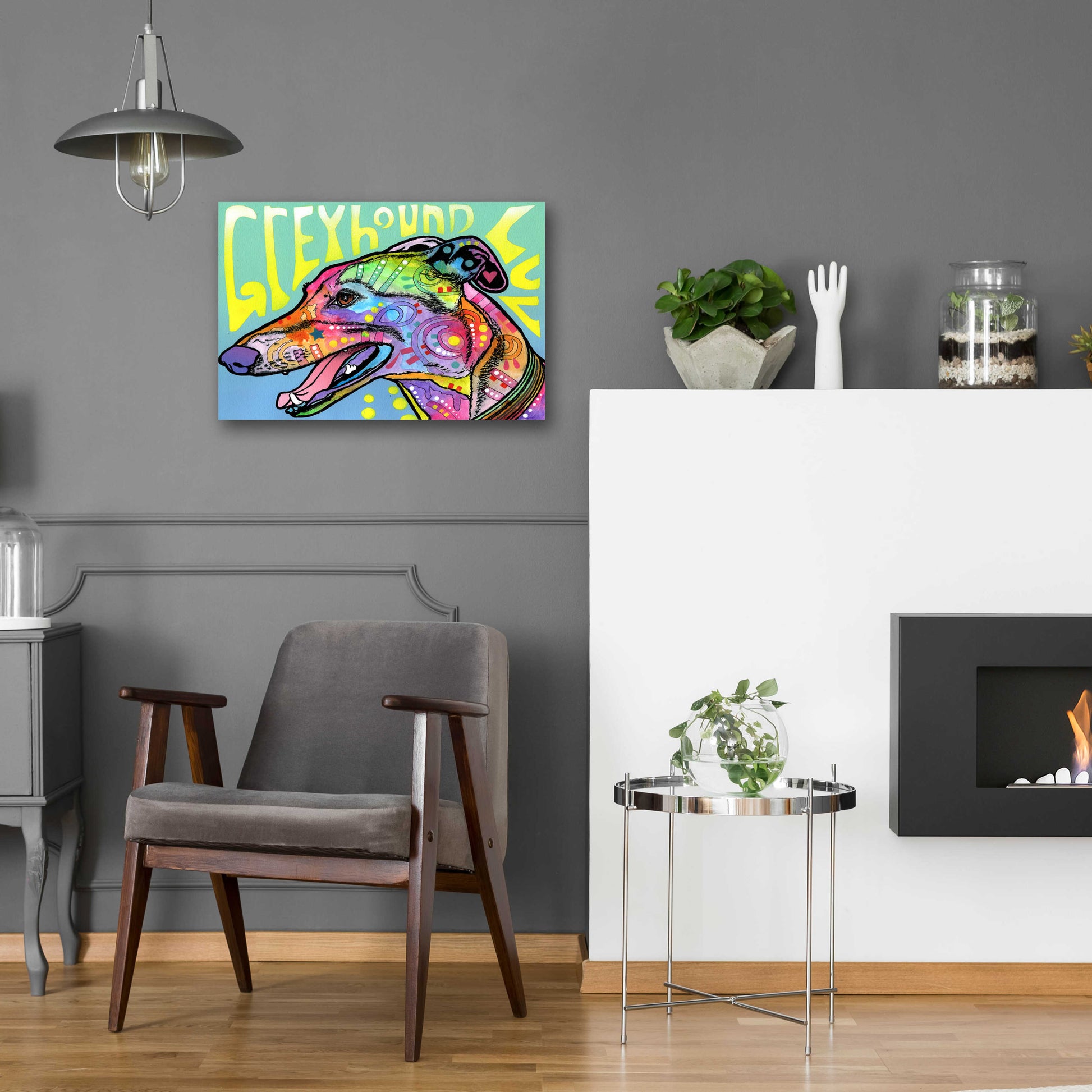 Epic Art 'Greyhound Luv' by Dean Russo, Acrylic Glass Wall Art,24x16