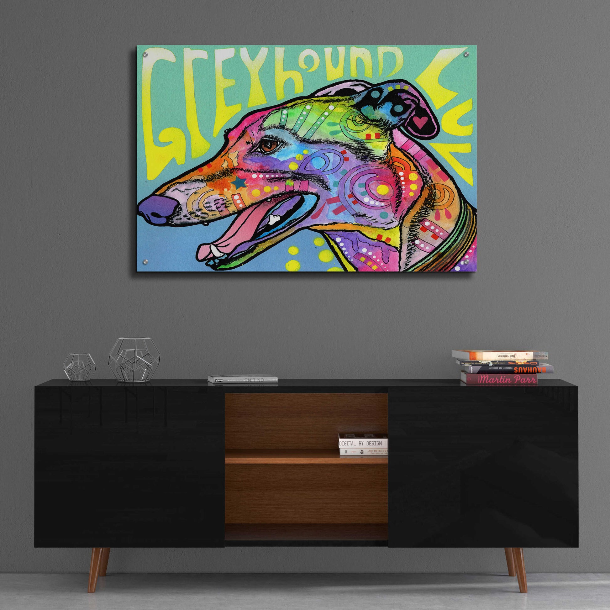 Epic Art 'Greyhound Luv' by Dean Russo, Acrylic Glass Wall Art,36x24