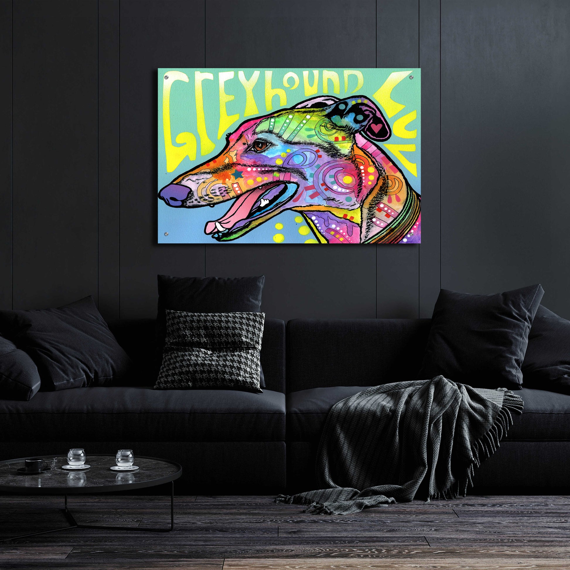 Epic Art 'Greyhound Luv' by Dean Russo, Acrylic Glass Wall Art,36x24