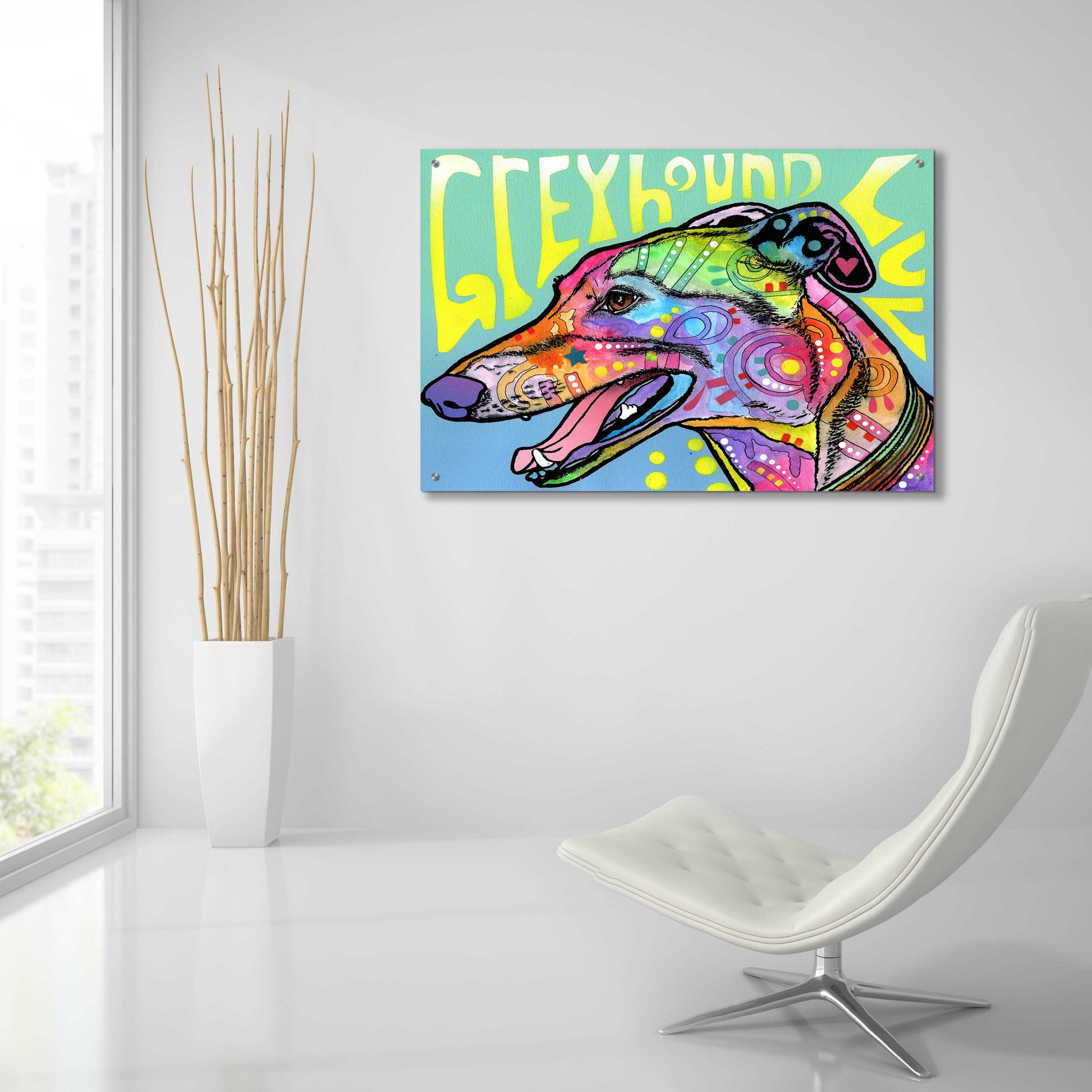 Epic Art 'Greyhound Luv' by Dean Russo, Acrylic Glass Wall Art,36x24