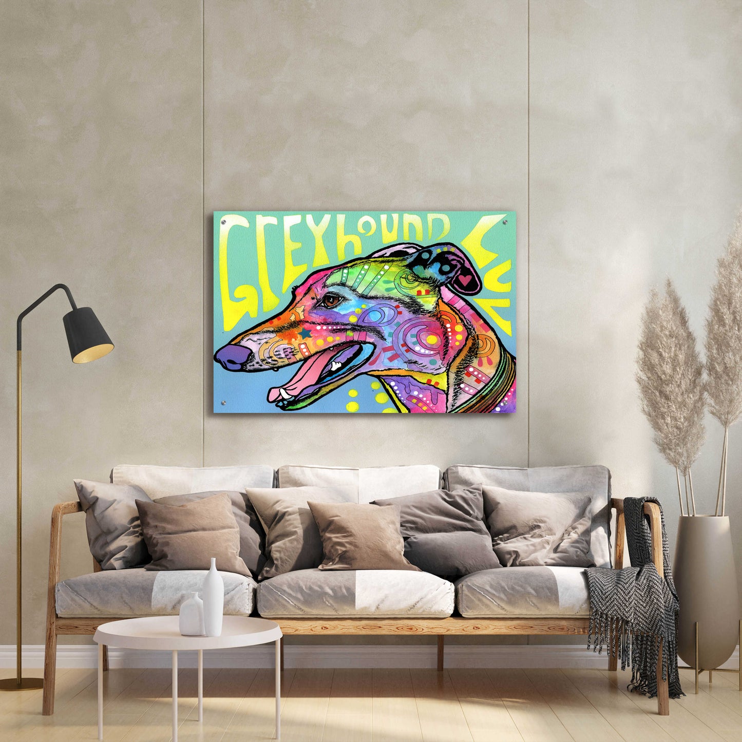 Epic Art 'Greyhound Luv' by Dean Russo, Acrylic Glass Wall Art,36x24