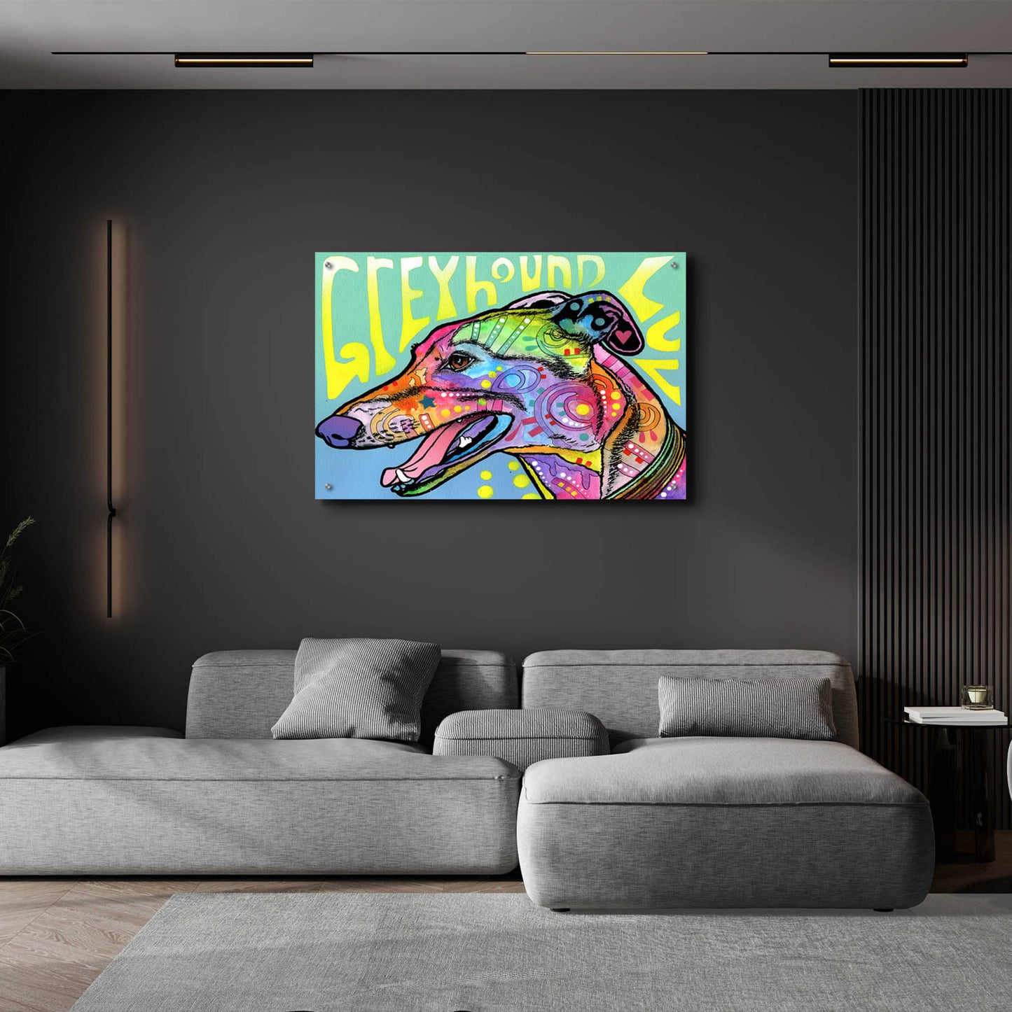 Epic Art 'Greyhound Luv' by Dean Russo, Acrylic Glass Wall Art,36x24