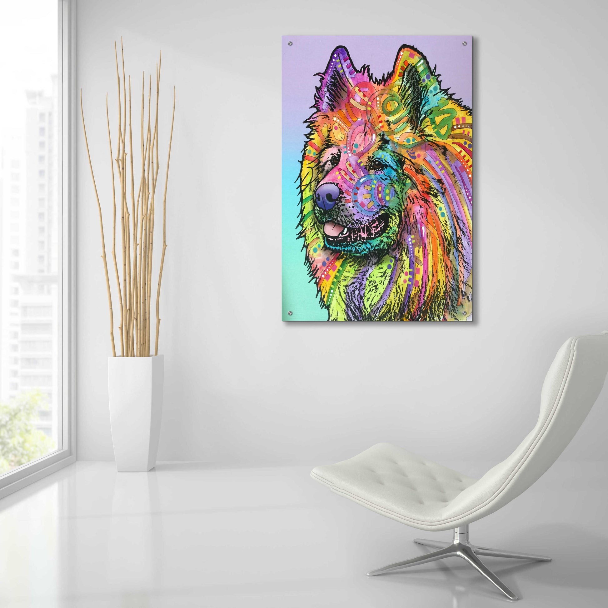 Epic Art 'Samoyed' by Dean Russo, Acrylic Glass Wall Art,24x36