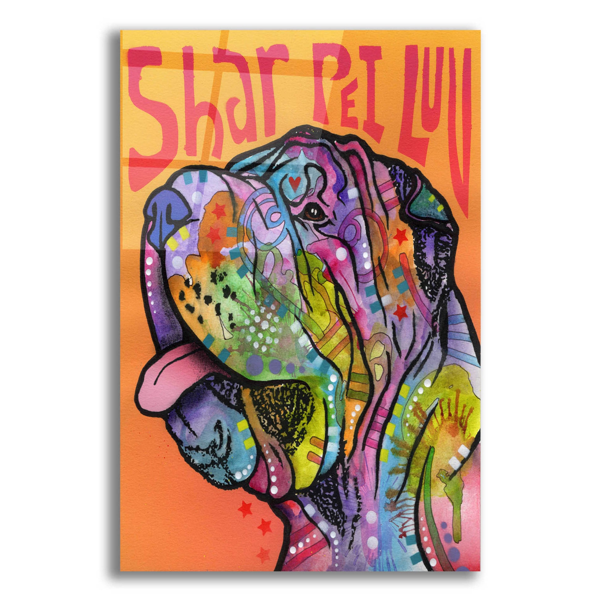 Epic Art 'Shar Pei Love' by Dean Russo, Acrylic Glass Wall Art,12x16