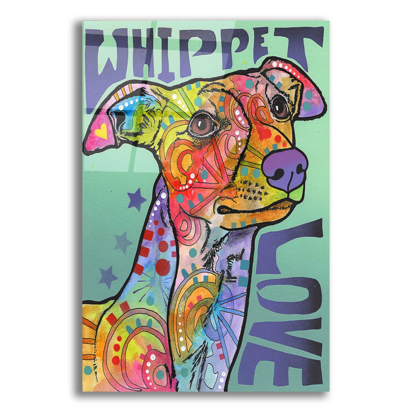 Epic Art 'Whippet Love' by Dean Russo, Acrylic Glass Wall Art,12x16