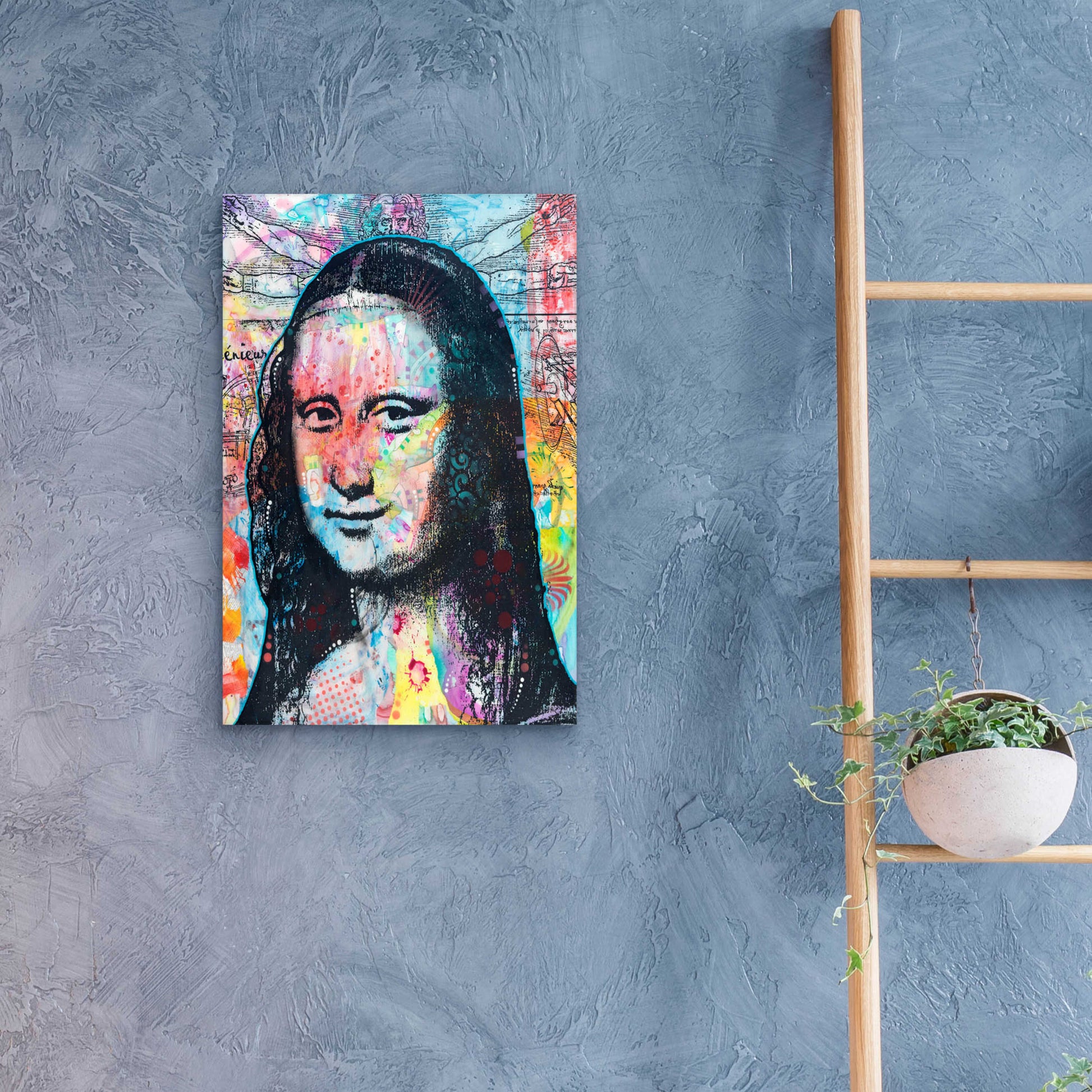 Epic Art 'Mona Lisa with David on Top' by Dean Russo, Acrylic Glass Wall Art,16x24