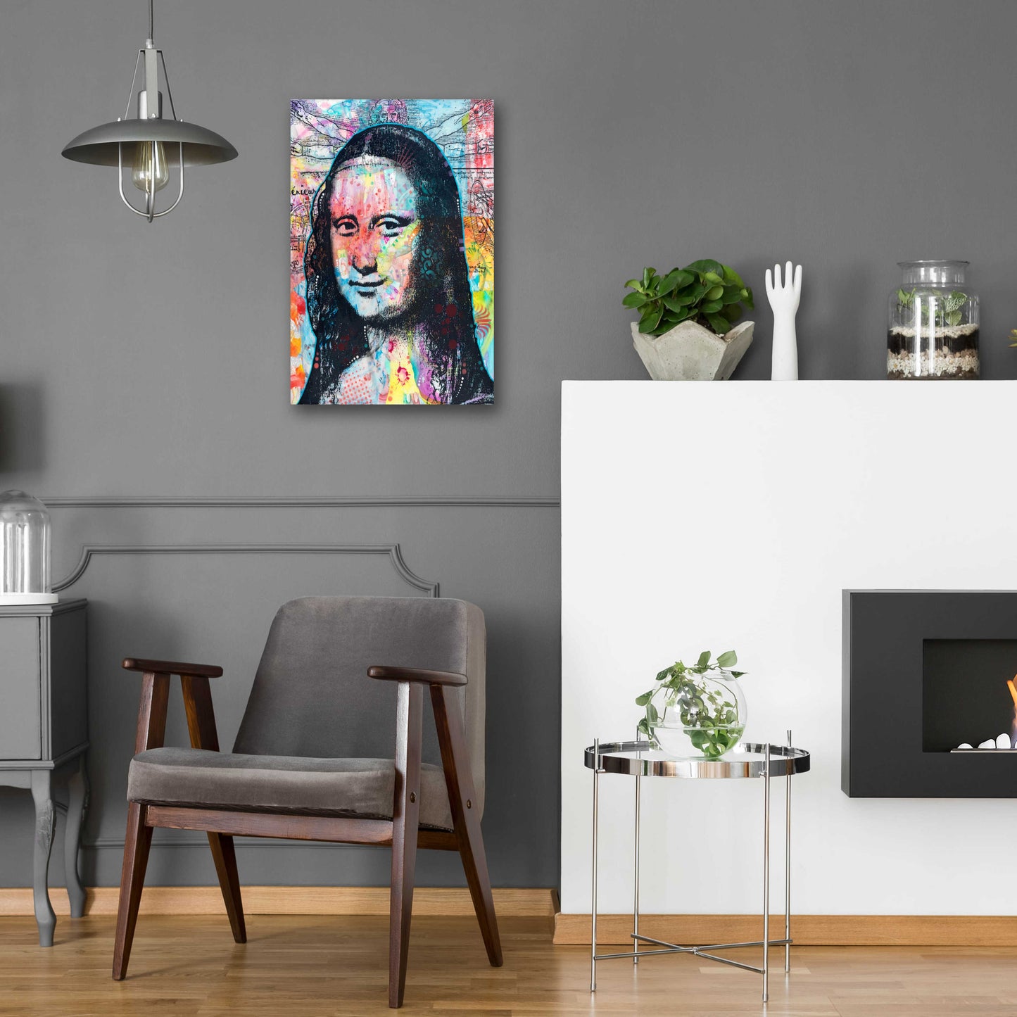 Epic Art 'Mona Lisa with David on Top' by Dean Russo, Acrylic Glass Wall Art,16x24