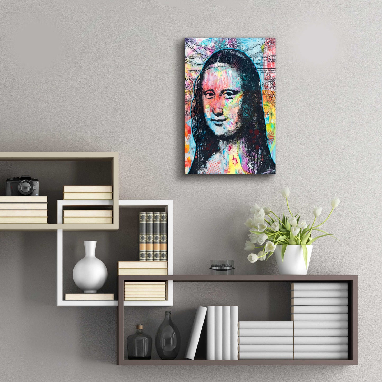 Epic Art 'Mona Lisa with David on Top' by Dean Russo, Acrylic Glass Wall Art,16x24