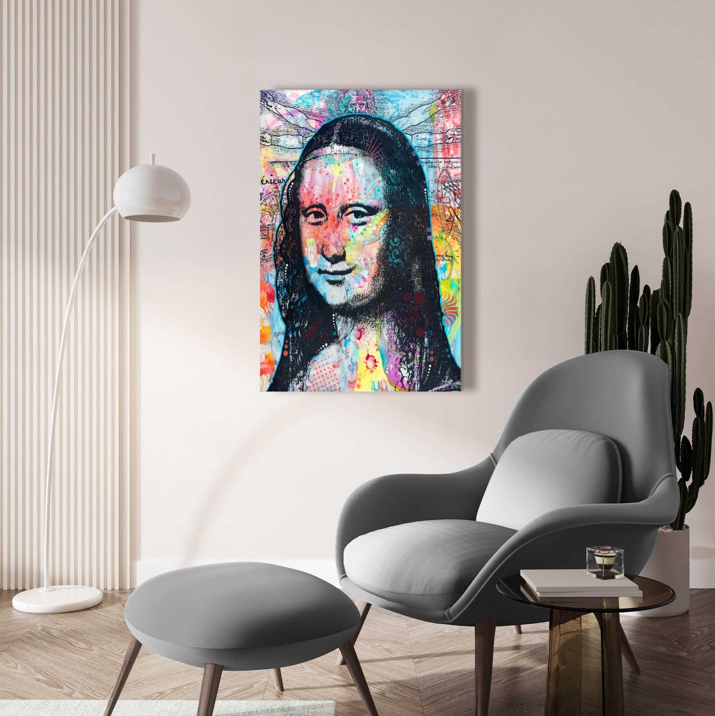 Epic Art 'Mona Lisa with David on Top' by Dean Russo, Acrylic Glass Wall Art,24x36